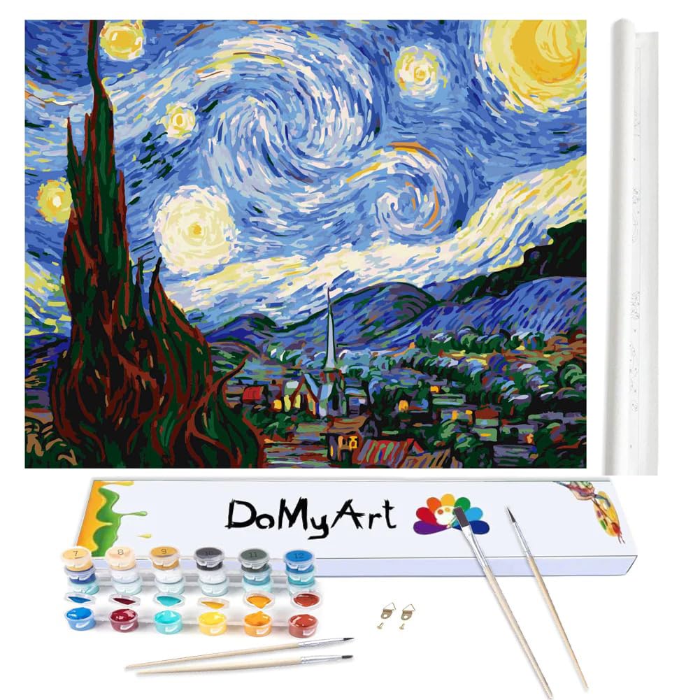 DoMyArt Acrylic Paint by Number Kit for Adults - World Famous Painting16X20 Inch (The Starry Night) DoMyArt