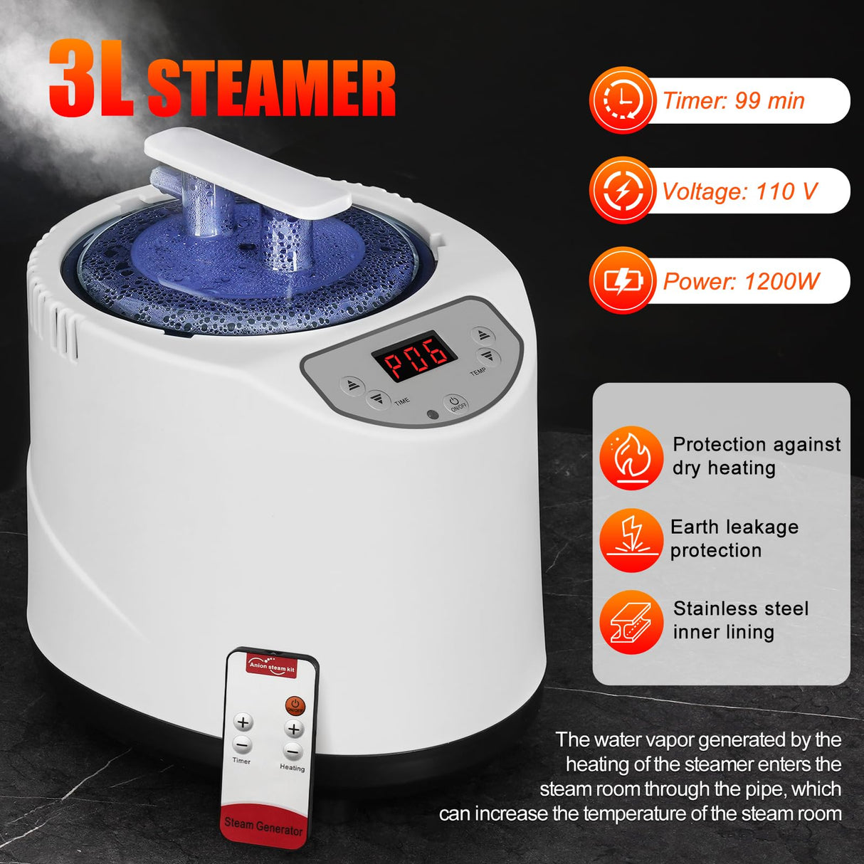 X-Vcak Extra Large Sauna Box, Steam Sauna, Portable Sauna for Home, Sauna Tent with 3L Steamer, Folding Chair and Remote Control, 9 Levels X-Vcak