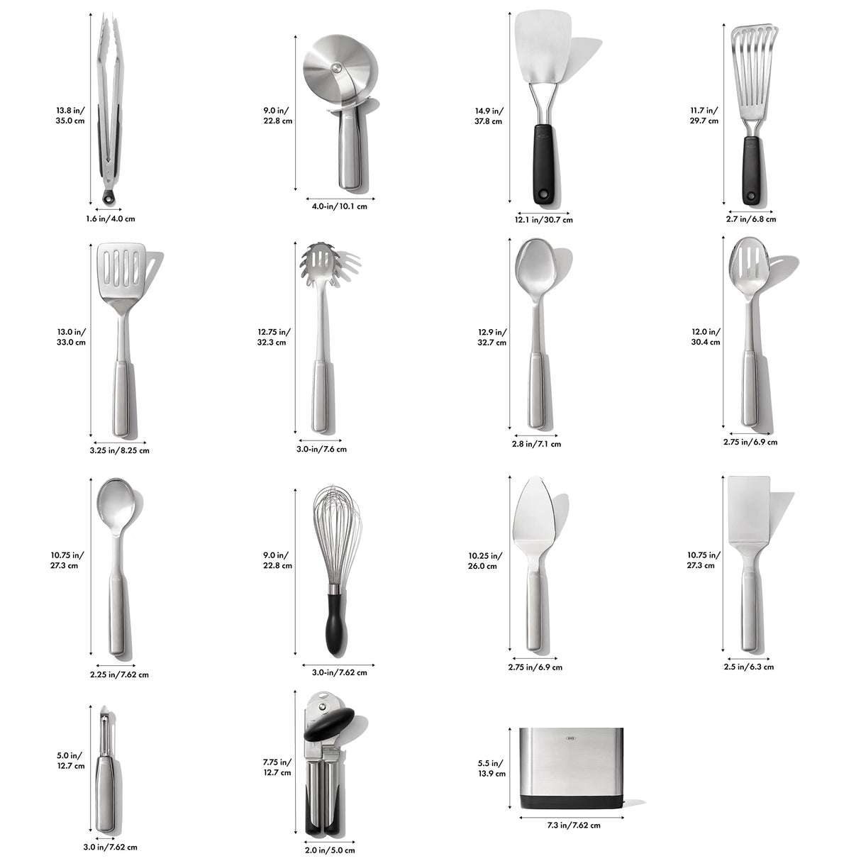 OXO Steel Piece Utensil Set, 15 PC, Stainless Steel OXO