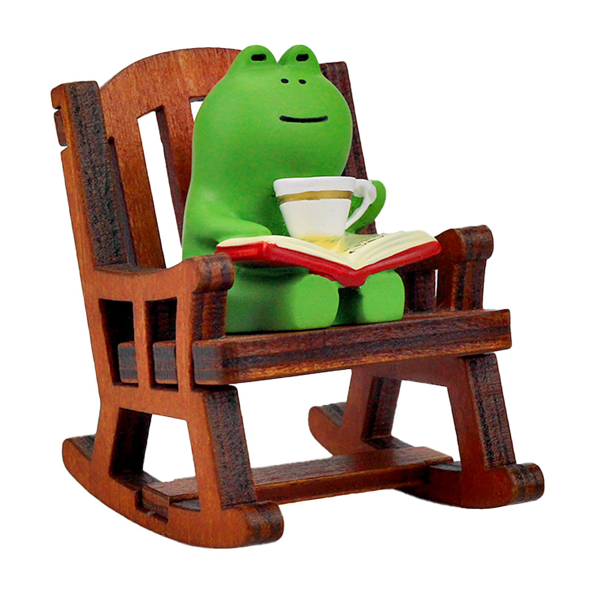 Refintural Miniature Frog Figurines - Funny Frog Sculpture for Shelf, Desk Decoration - Frog Desk Accessories - Perfect Cute Frog Gift for Frog Lovers(Rocking Chair) Refintural