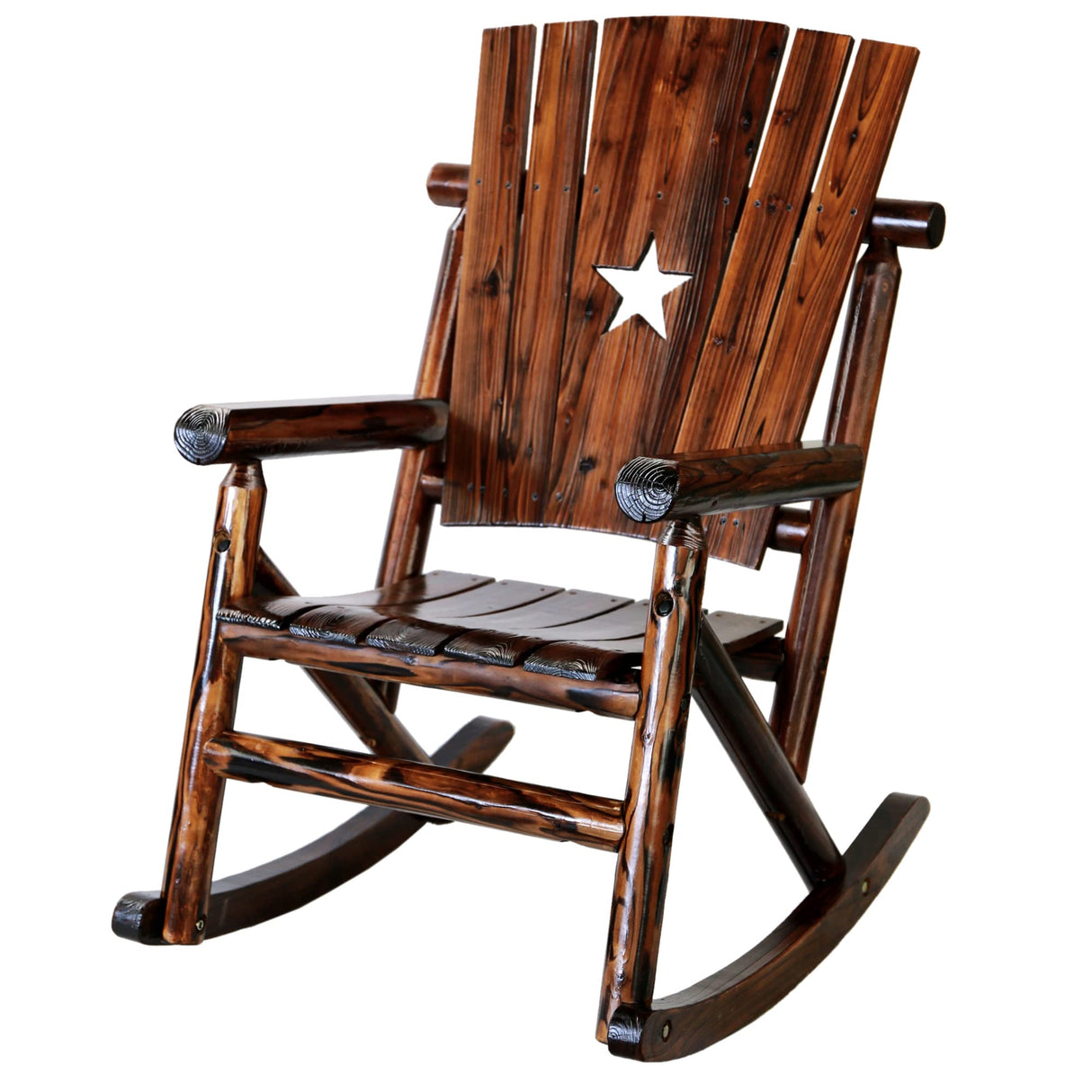 Leigh Country Char-Log Large Single Wooden Rocking Chair with Star Leigh Country