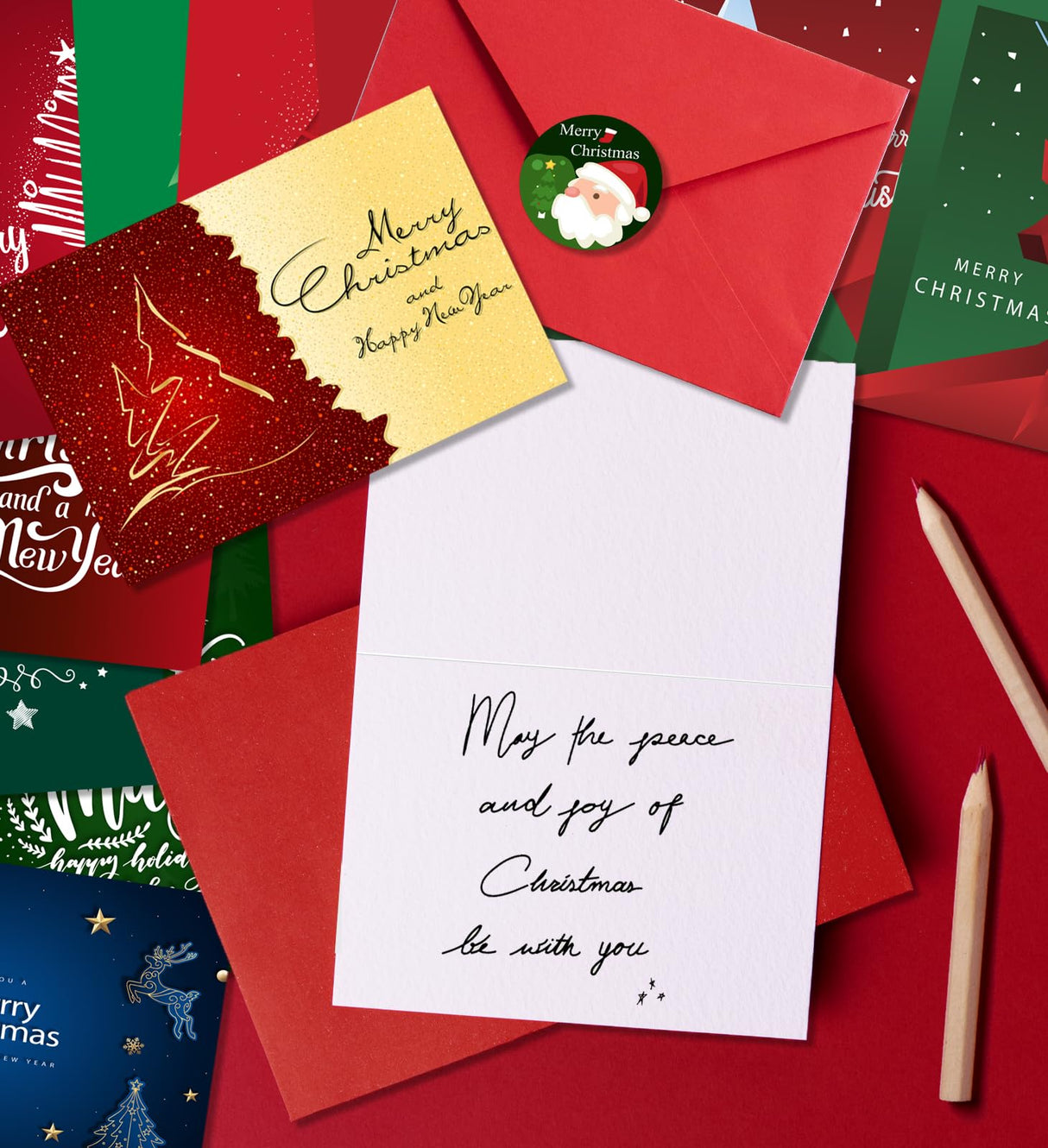 HSHFAMIIY Christmas Cards, Stocking Stuffers for Adults, 24 Pcs Christmas Cards with Envelopes & Stickers,4 x 6 Inch,Blank Holiday Greeting Card Set,Xmas Gift Bags HSHFAMIIY