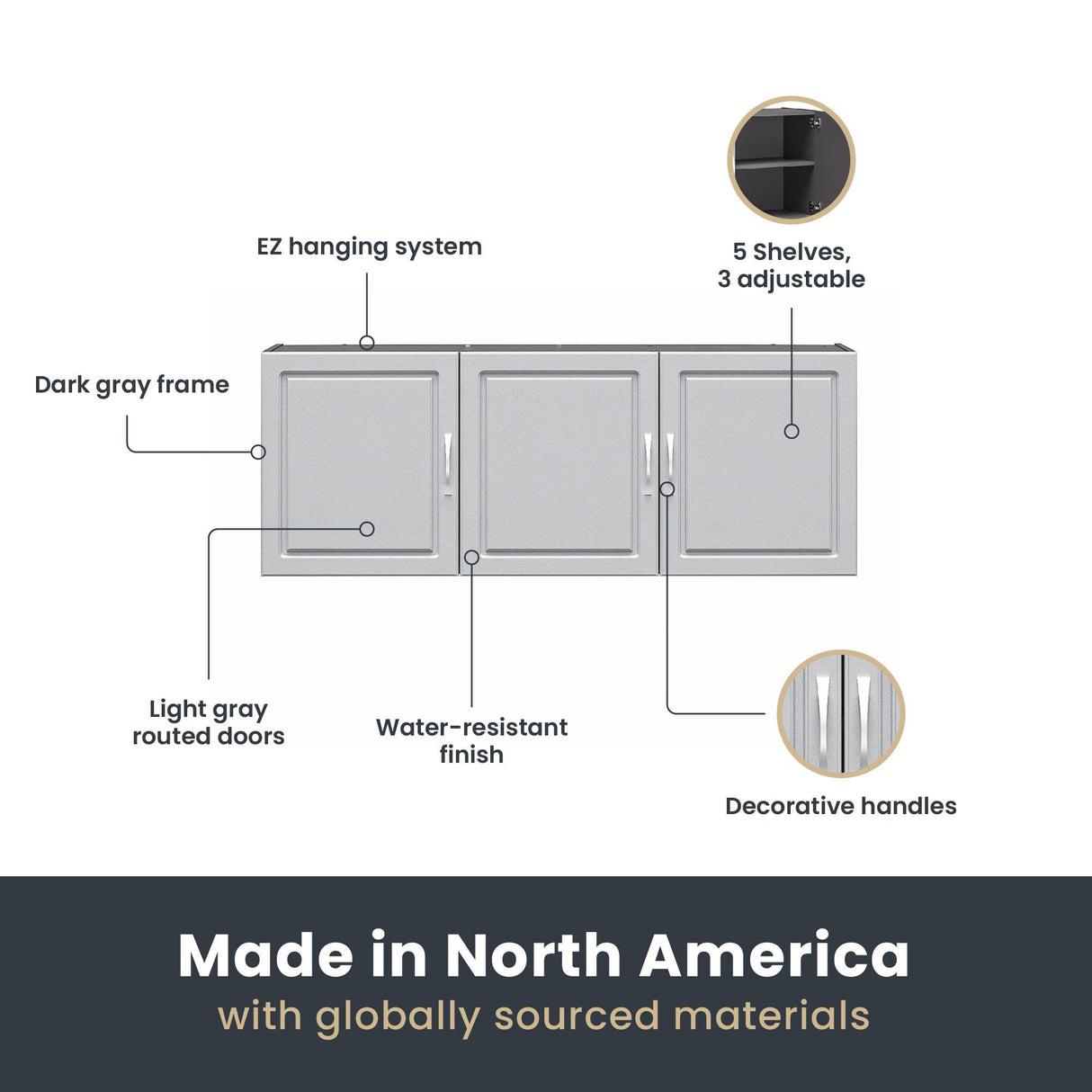 SystemBuild Evolution Kendall 54" Wall Cabinet - Grey SystemBuild