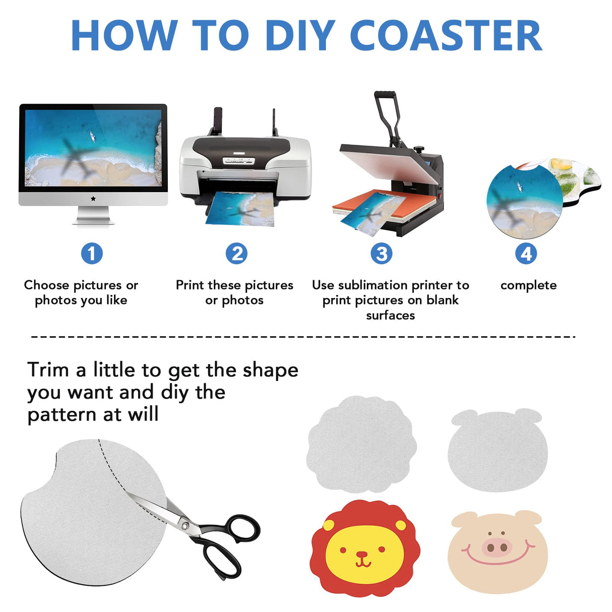 150 PCS Sublimation Blank Car Coasters, 2.75 in Circular Opening Blank Sublimation Coasters for Thermal Sublimation DIY Crafts, Car Coasters. NEOACT