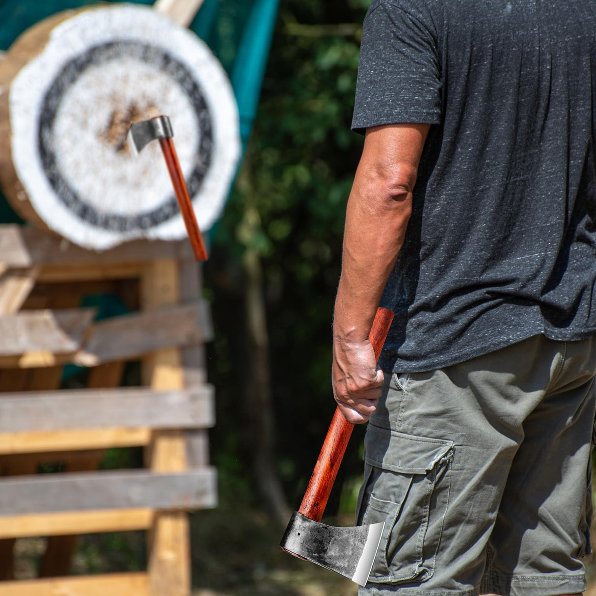 NEDFOSS Kung-Fu Throwing Axe Set, 2 Pack of 16 Inches Throwing Hatchet with 1065 High Carbon Steel and Beech Wood Handle, Great for Axe Throwing Game and Outdoor Recreation, Gift for Men NedFoss