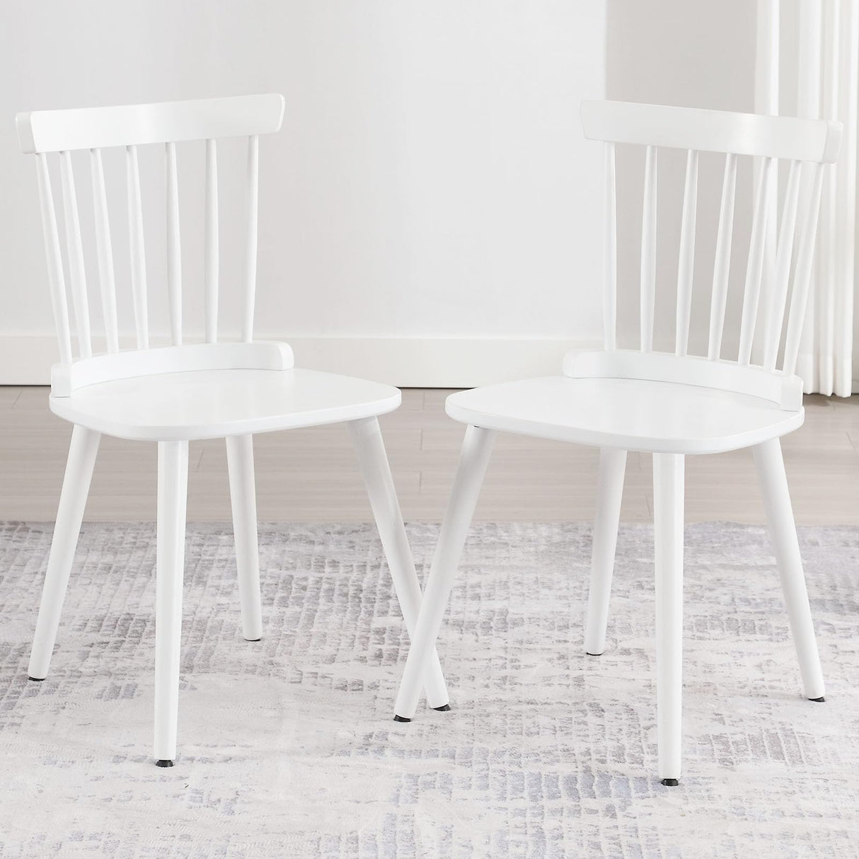 White Dining Chairs Set of 2 Windsor Chairs Farmhouse Spindle Back Wood Dining Room Chair Mid-Century Modern Armless Kitchen Side Chairs for Dining Room, Dinner, Restaurant, Sillas de Comedor RêveLife