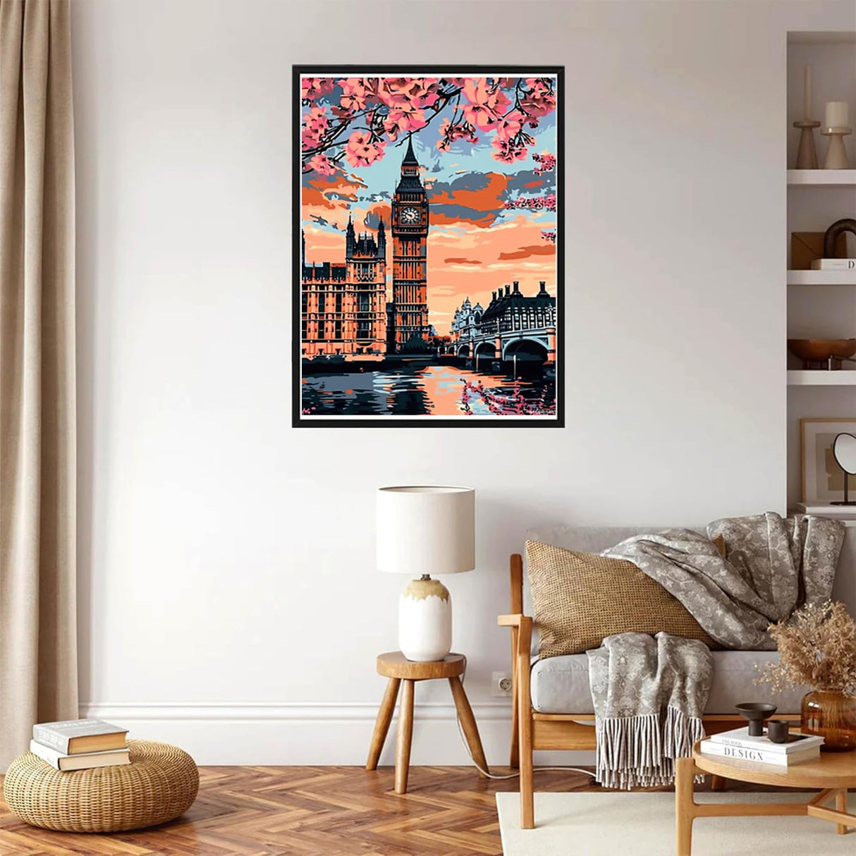 MOER SKY 5D Big Ben in London with Cherry Blossoms Diamond Painting Set for Adults DIY Landscape Diamond Art Kits for Beginner for Gift Wall Decor 12x16 inch MOER SKY