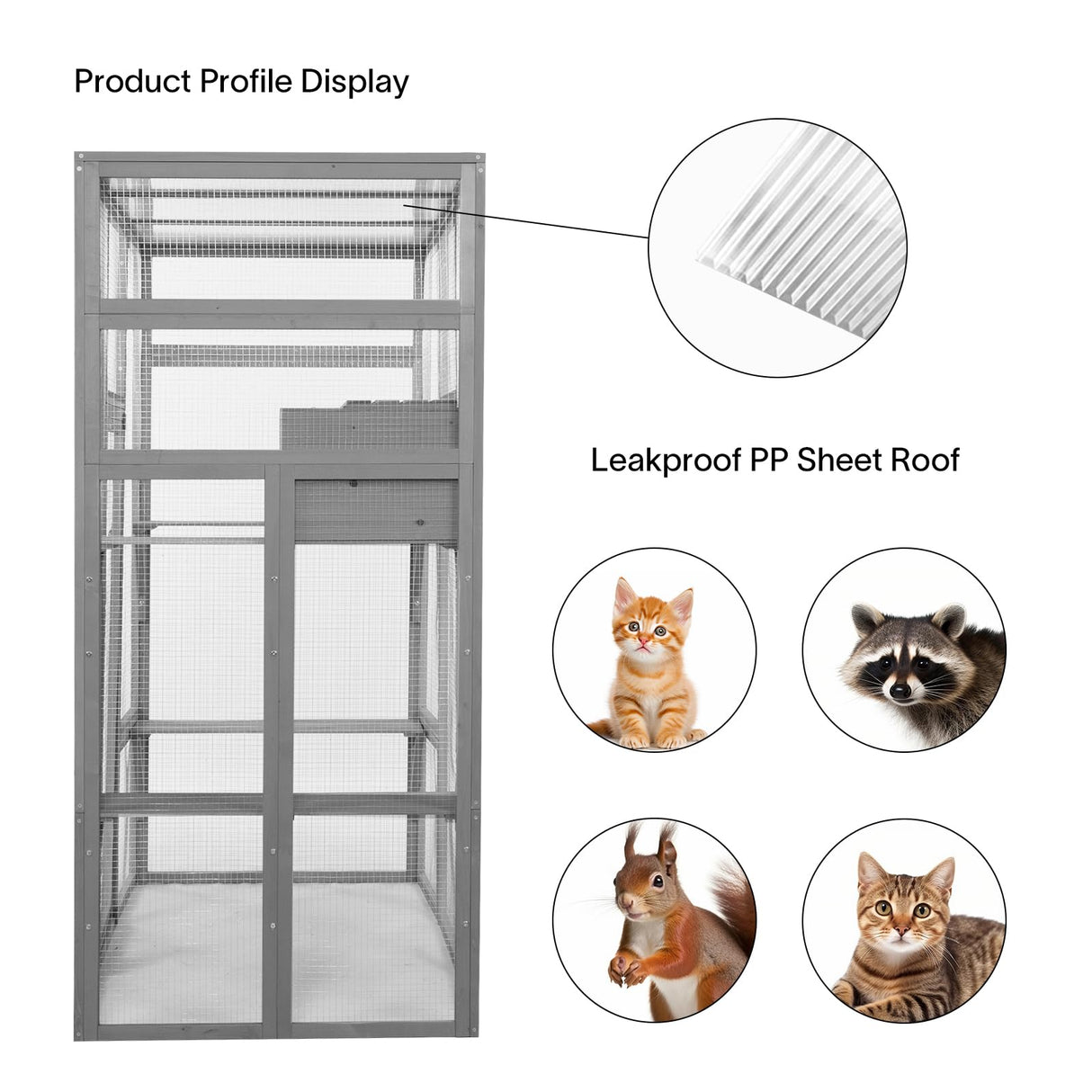 ISDAY Extra Large Outdoor Cat House Wooden Cat Cage Waterproof Roof Catio Outdoor Cat Enclosure - Cat Play & Run Enclosures Cat Playpen Window Cats Crate with 7 Platform and 2 Resting Box (Gray) Generic