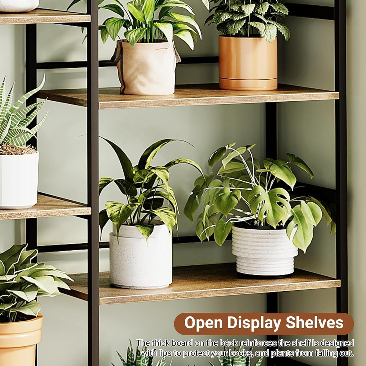 Triple Wide 5 Tier Bookcases and Bookshelves,Adjustable Industrial Style BookShelf With 14 Open Display Shelves,Metal Frame Wide Book Shelf Book Case for Bedroom Living Room Home Office Study Room Amenitlif