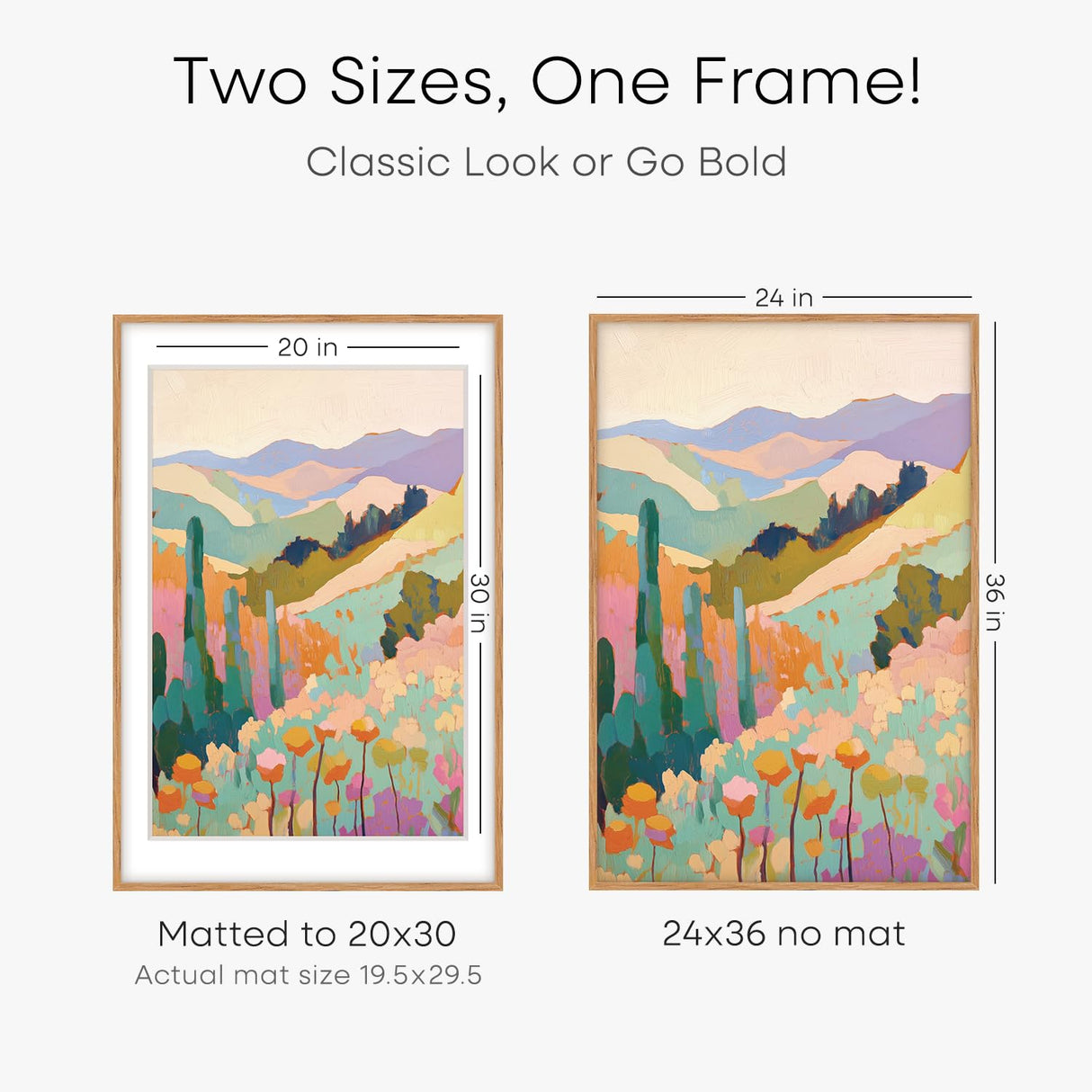 Homeforia 24x36 Poster Frame Wood, High End Natural Oak 24 x 36 Large Picture Frame with Mat 20 by 30, 24x36 Light Wooden Frames Matted to 20x30 Photo, 36x24 Frames, Tempered Glass, Wall Kit, Set of 1 Homeforia