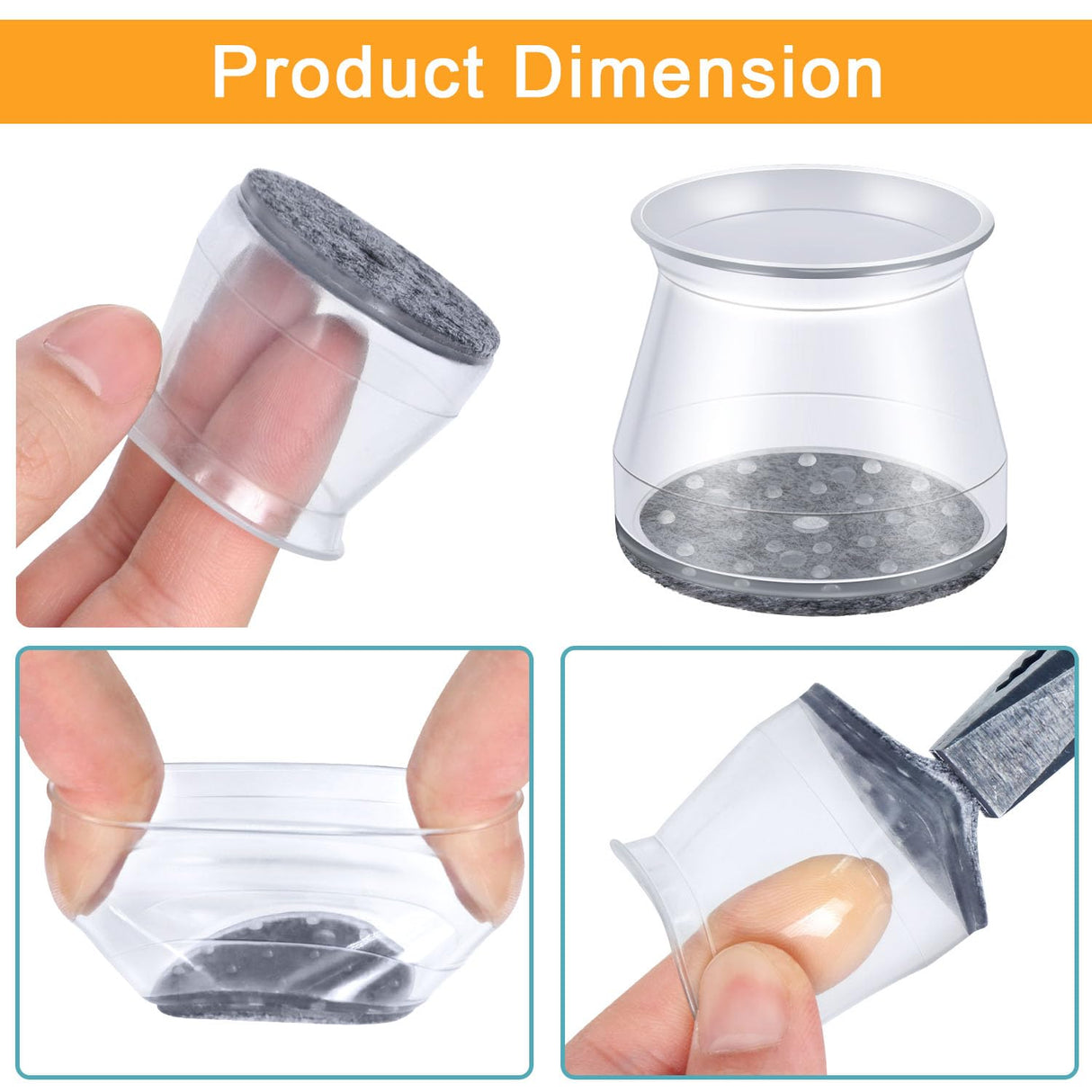 32 Pcs Chair Leg Protectors for Hardwood Floors, Silicone Felt Furniture Leg Cover Pad for Protecting Floors from Scratches and Noise, Smooth Moving for Chair Feet(Large fit : 1.3'' - 2'') OASMU