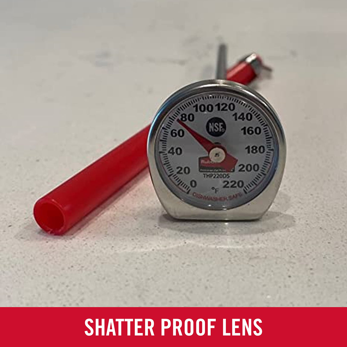 Rubbermaid Commercial Products Food/Meat Instant Read Thermometer, Pocket Size, Dishwasher Safe, Red, For Meat/Food Cooking and Grilling/Oven Rubbermaid Commercial Products