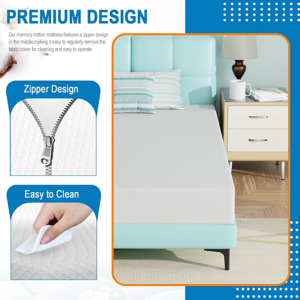 Ruesleag 8 Inch Mattress Gel Memory Foam Hybrid Mattress in a Box Pressure Relieving Cooler Sleep Supportive Bed-in-a-Box Removable Soft Cover,White Twin Size Ruesleag