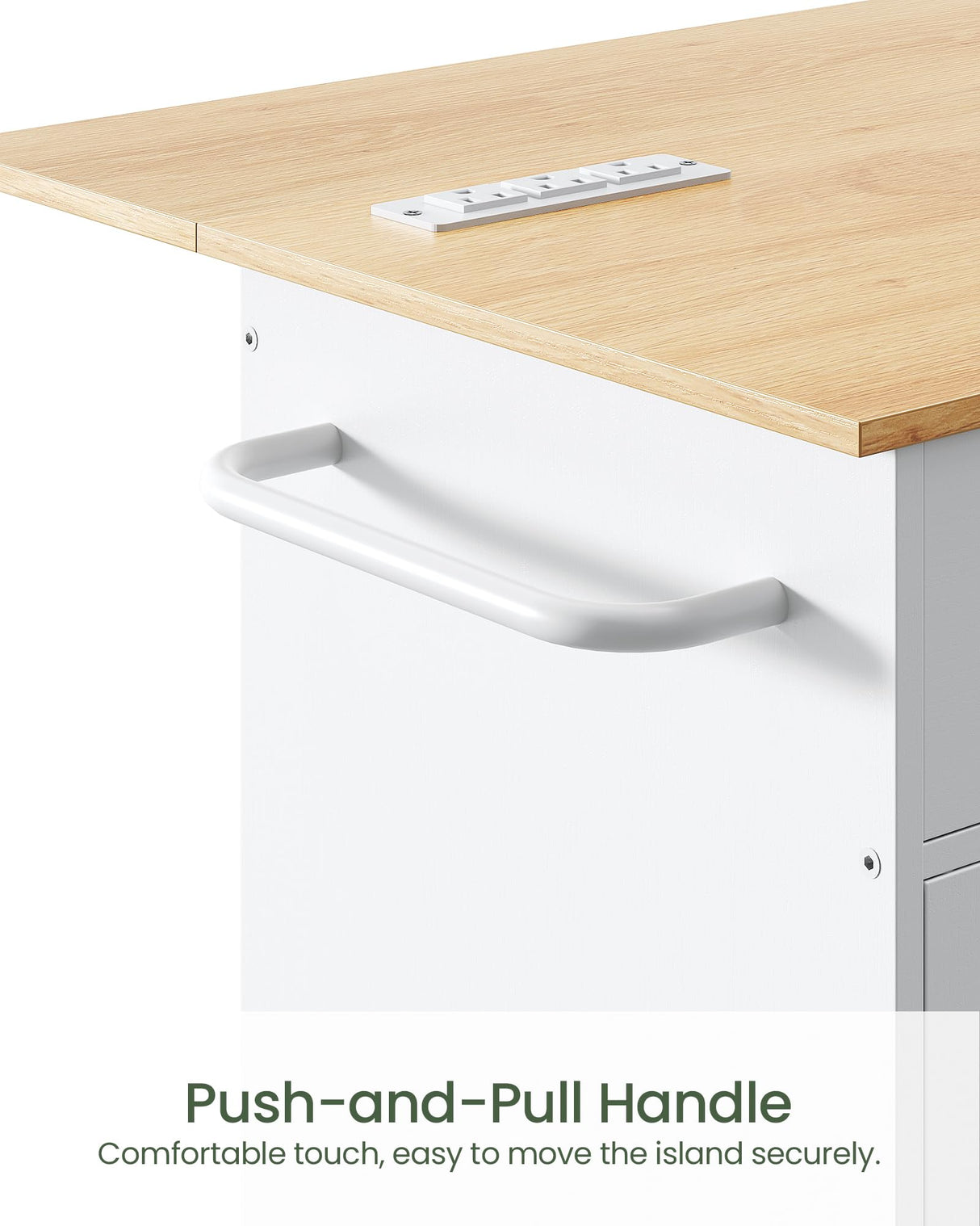 CHOEZON Kitchen Island Cart with Storage, Kitchen Island Table with Charging Station, Kitchen Island on Wheels, Kitchen Table with Cabinet, Expandable Tabletop, White and Natural MZD01UWNN1 CHOEZON