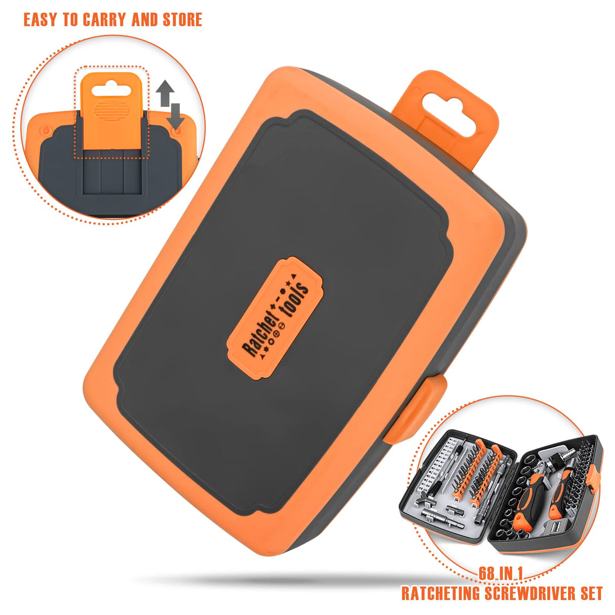 Ratcheting Screwdriver Set - BTEC 68 in 1 Socket Set & Magnetic Screwdriver Bit Set with Rotatable Ratchet Handles,extensions bar and Storage Case for Computer/Bike/Car/Electronics Maintenance BTEC