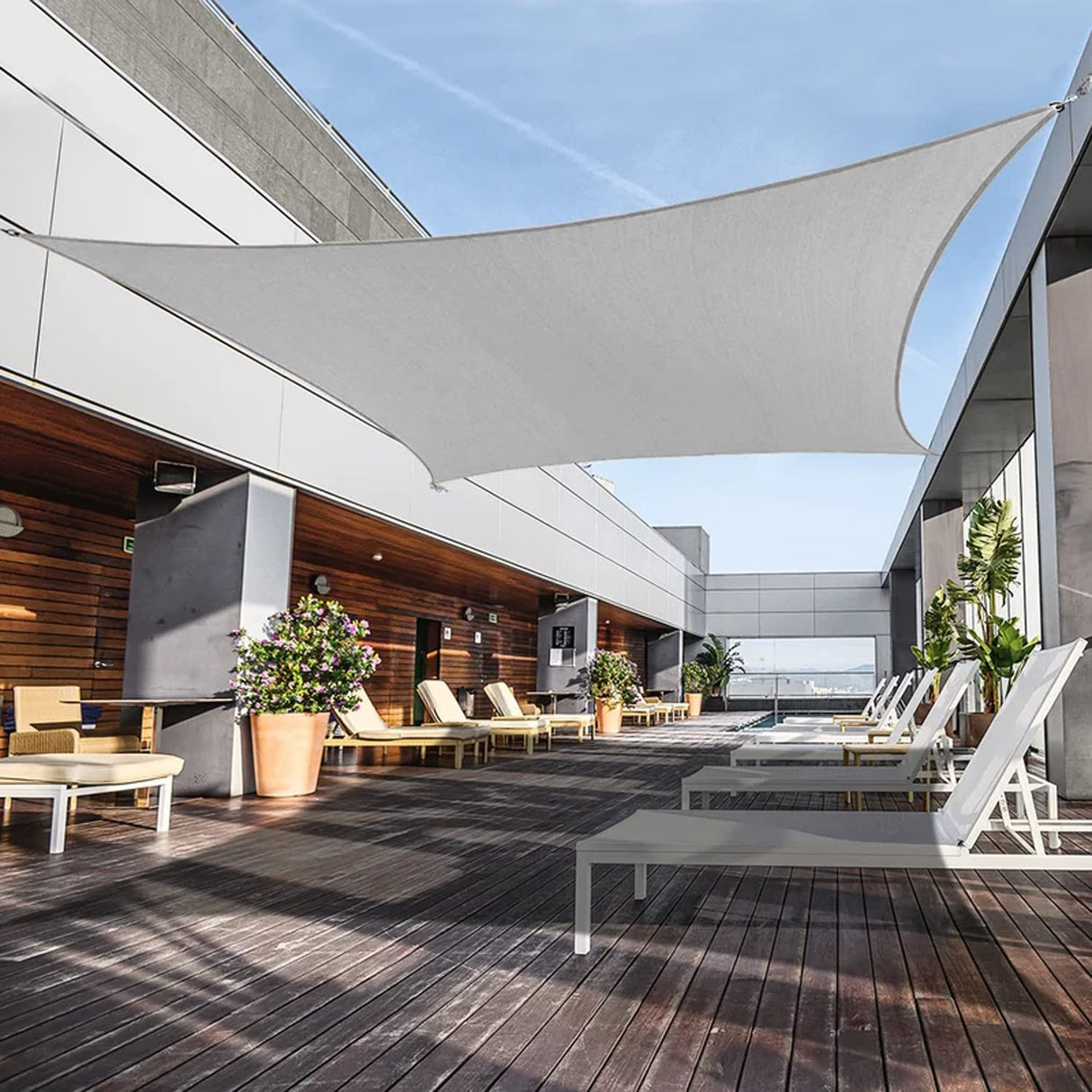 AwnPro Rectangle Shade Sail 14' x 18' Canopy to Block Sunlight for Outdoor Patio Garden Patio Deck Pergola (Light Gray) AwnPro