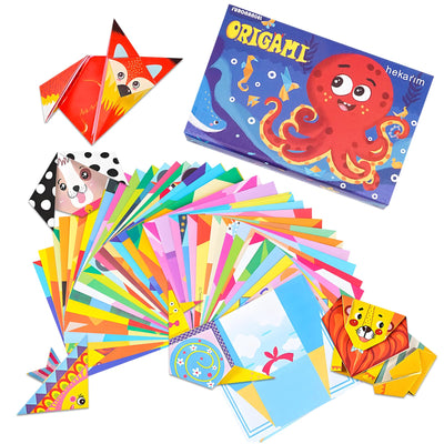 hekarim Premium Kids Origami Set with Colorful Pre - Printed Papers, Perfect for Educational Fun, Family Bonding & Gifting on Special Occasions, Boost Hand - Eye Coordination & Spatial Thinking