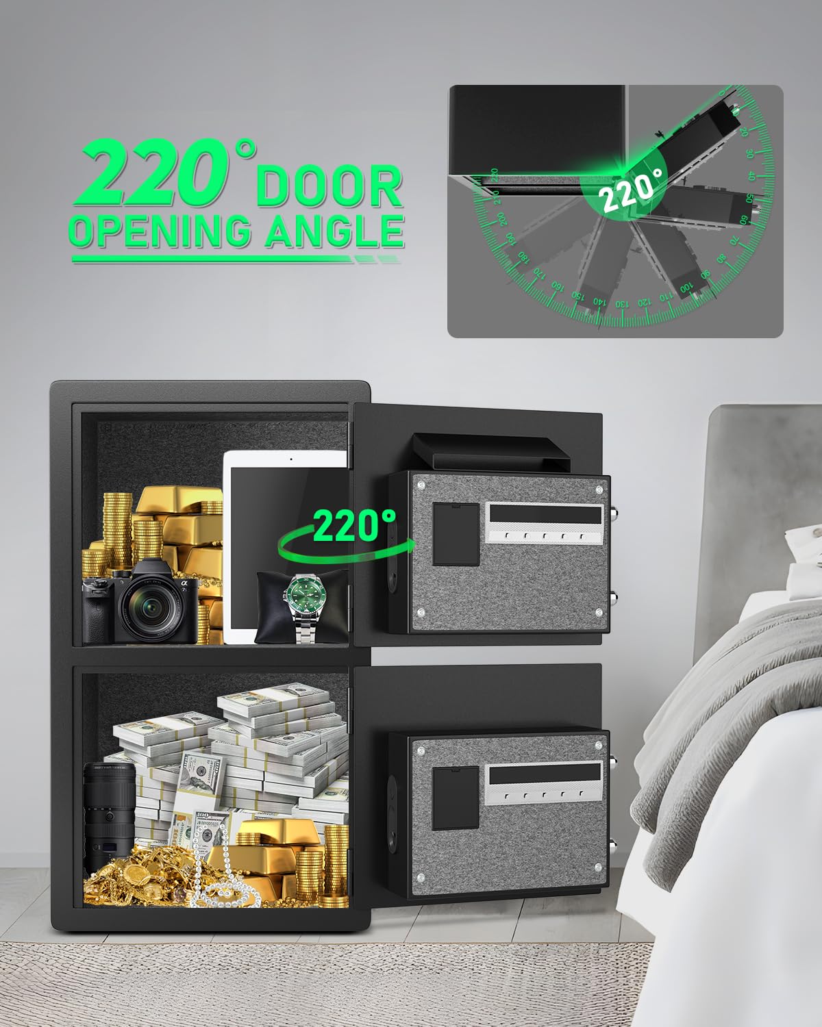 Omethey 5.0 Cu ft Extra Large Safe Fireproof Waterproof, Digital Security Safe Box with Deposit Slot & Metal Storage Box with Backlit Keypad & Dual Alarm for Home Office Omethey