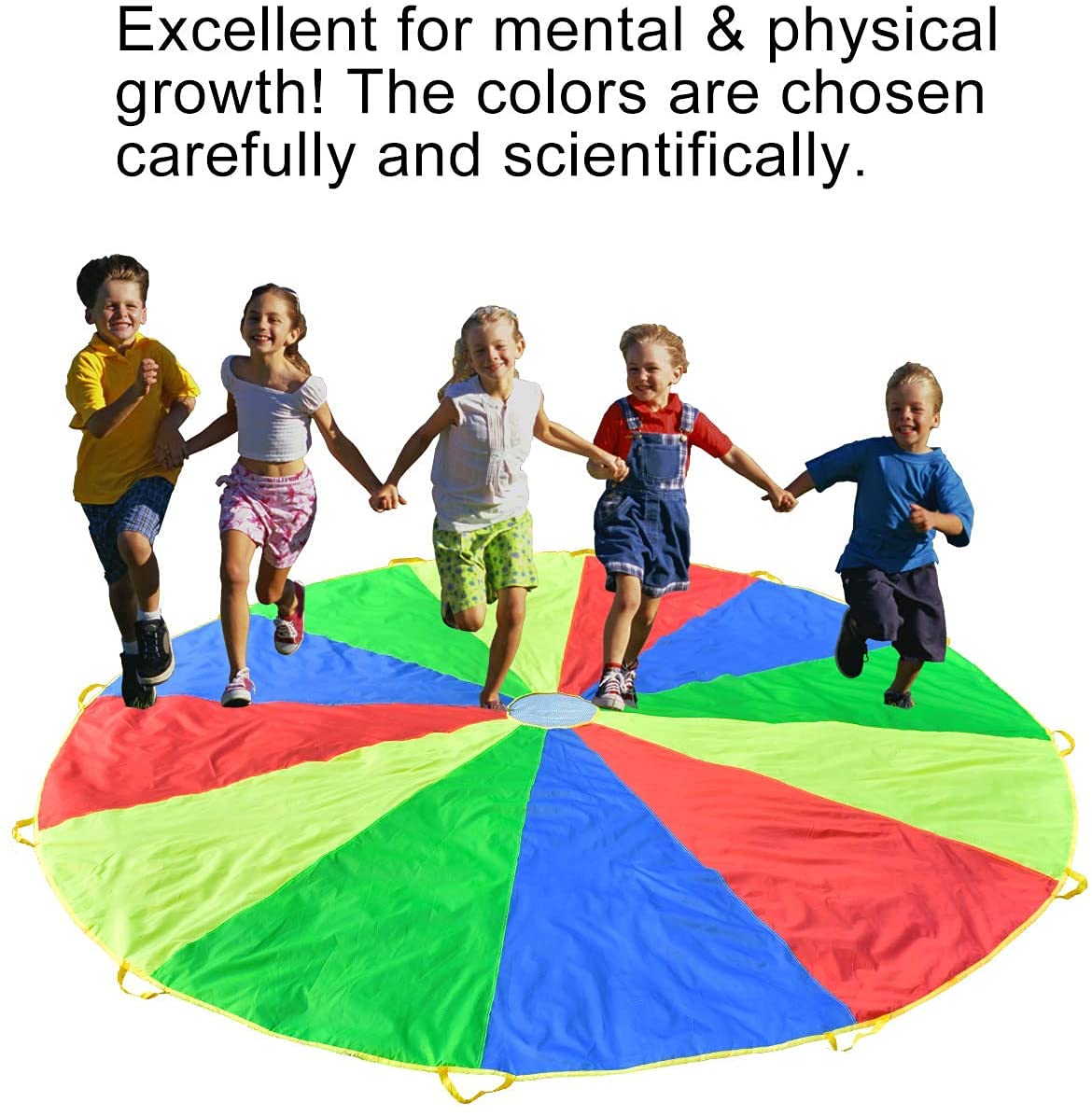 Rettebovon Parachute with Handles 20ft Play Parachute Games for Outdoor Team Games,You Can Also Use it for Trampoline Cover Picnic Mat Furniture Cover Rettebovon