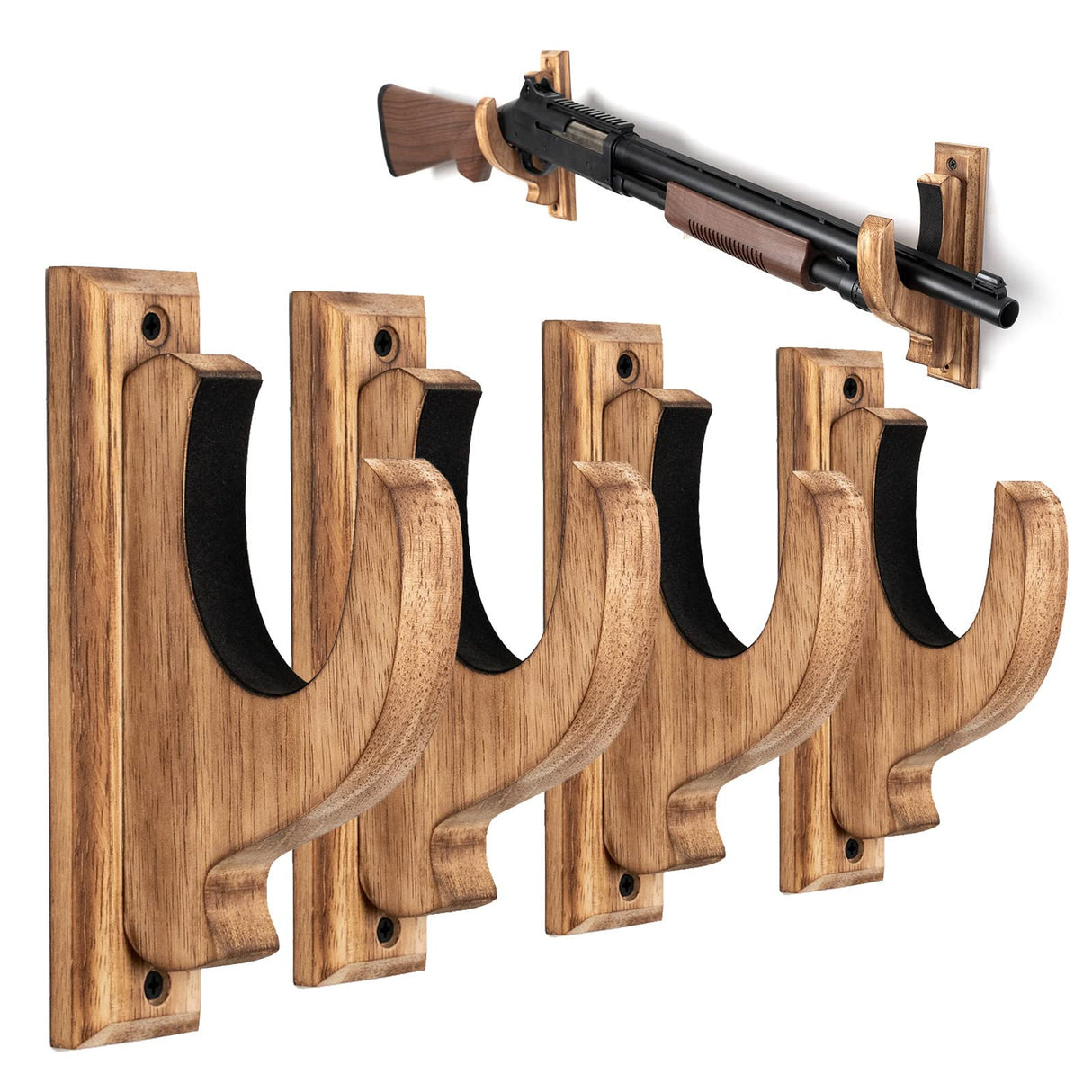 DGWJSU Gun Rack Wall Mount, Solid Wood Gun Racks for Wall Hold Up & Display Shotgun Rifle Sword Bow Firearm, Real Hardwood Gun Wall Hangers DGWJSU