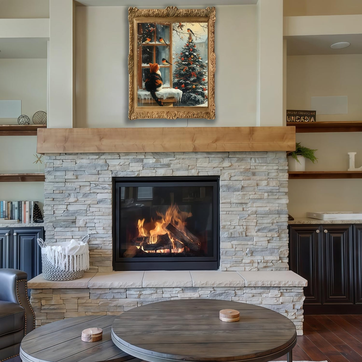 BYGFHLYW 5D Diamond Painting Kits for Adults, Cat Winter Diamond Art Kits for Adults Beginner, DIY Full Drill Round Diamond Dot Gem Painting for Home Wall Decor 12x16inch BYGFHLYW