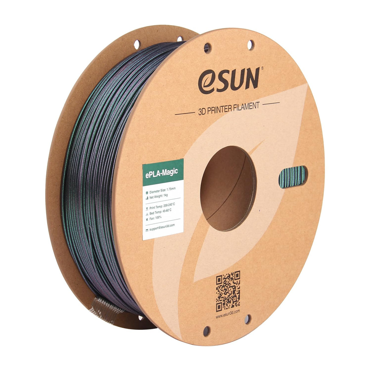 eSUN Magic PLA Filament 1.75mm, Dual Color Dark Night Starlight Twinkling PLA 3D Printer Filament, 1KG (2.2 LBS) Spool 3D Printing Color Change Filament for 3D Printers, Dark Twinkling Green eSUN