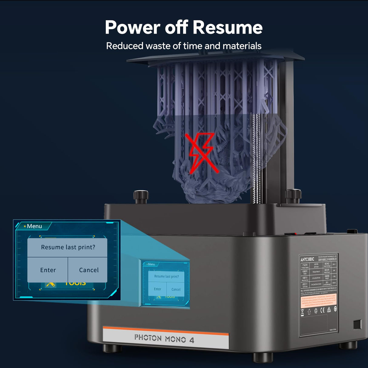 ANYCUBIC Photon Mono 4 10K Resin 3D Printer, 7'' HD Mono LCD Screen, Power Off Resume, Upgraded Light Source, Print Volume 6.04'' x 3.43'' x 6.49'' ANYCUBIC