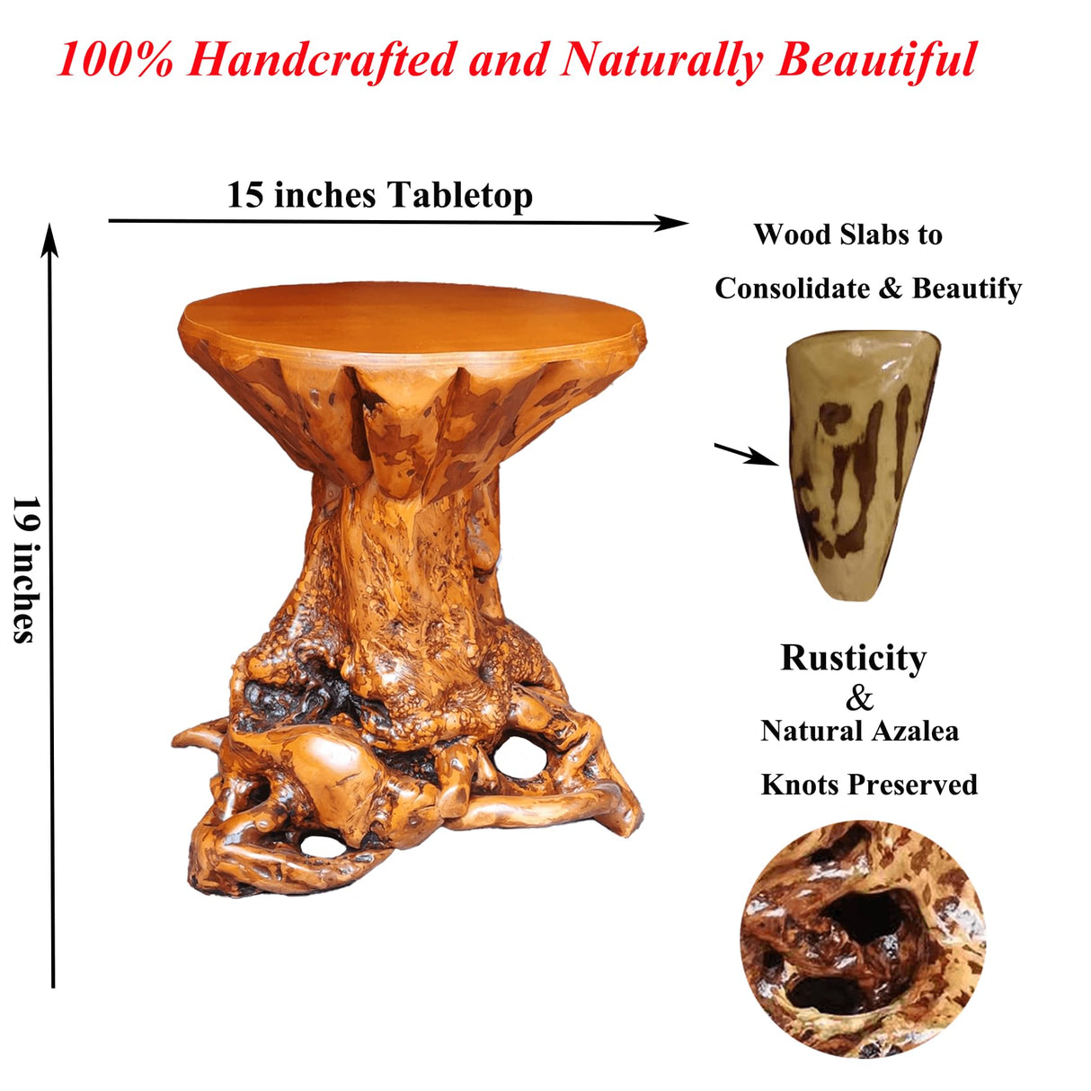 Rustic Azalea Tree Stump/Root End Table |Unique Wood Root Log Side Table |Reclaimed Primitive Tree Trunk Corner Accent Table |Round Natural Live Edge Coffee Table/Stool |Log Cabin Home Decor Furniture Aotea Crafts