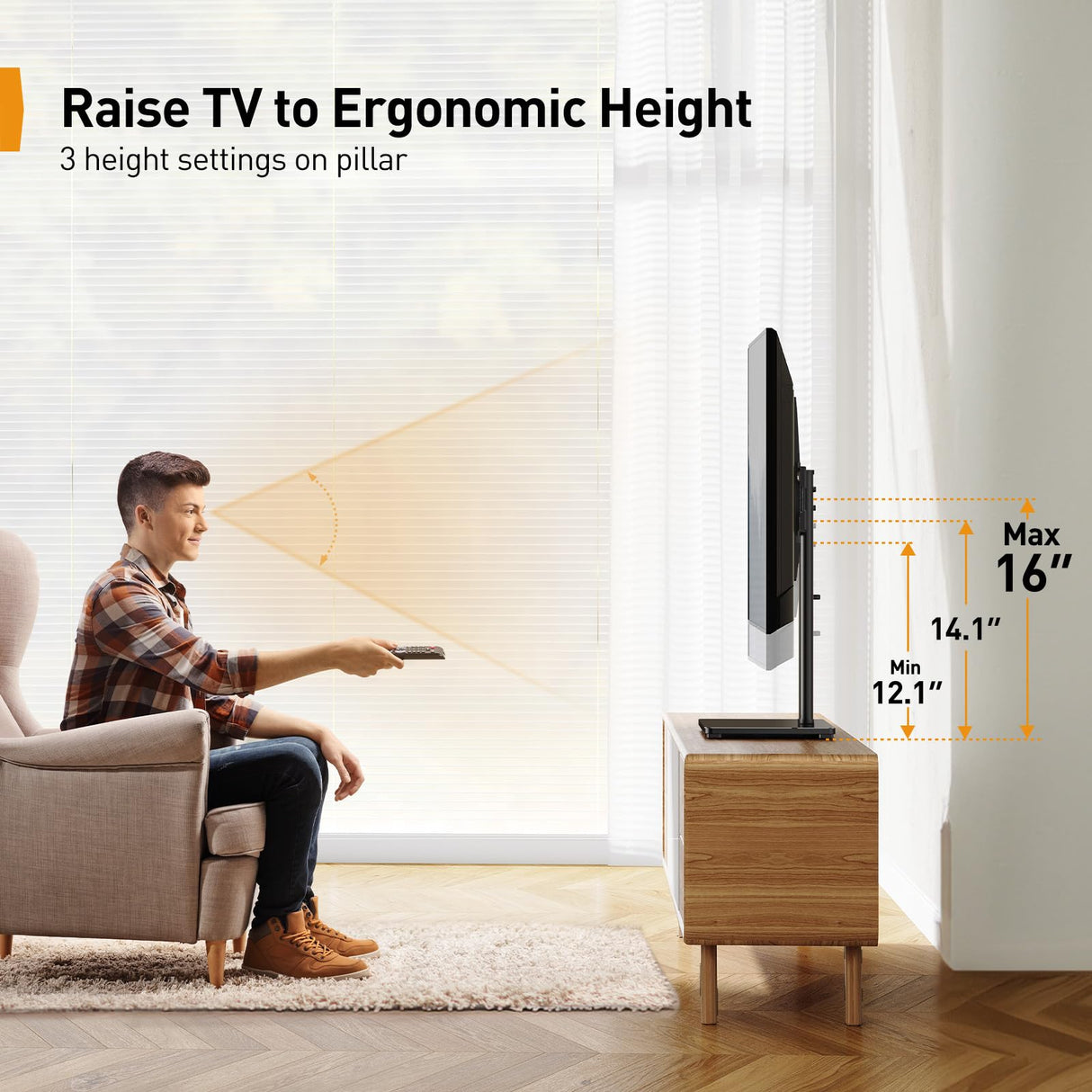 Perlegear Tabletop TV Stand, Universal TV Stand for 23–60 Inch LCD LED OLED TVs, Height Adjustable TV Base Stand with Tempered Glass Base Cable Management,VESA 400x400mm, PGTVS02 Perlegear