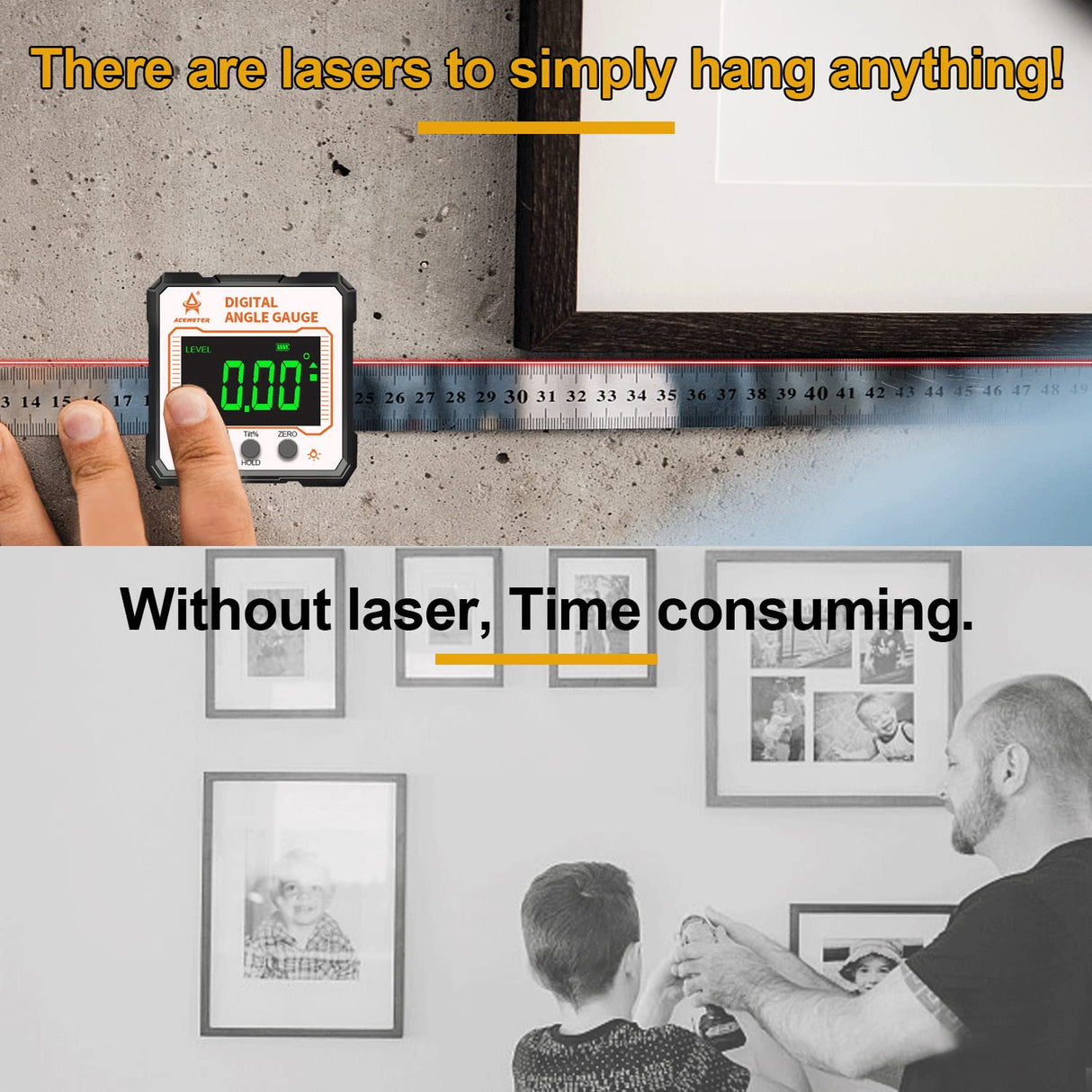 Digital Angle Finder with Electronic Laser,3-in-1 Angle Finder-Electronic Level&Laser Level-Rechargable Digital Angle Gauge Magnetic,Digital Level Box/Protractor for Table&Miter Saw with Fabric Bag ACEMETER