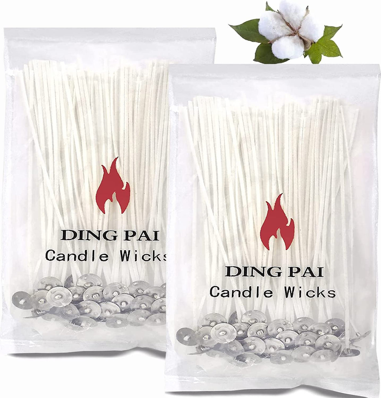 DINGPAI 100pcs Cotton Candle Wicks, 6 inches Low Smoke Pre-Waxed Wicks for Candle Making, DIY DINGPAI