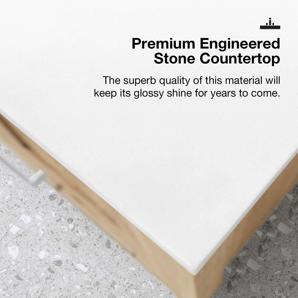 OVE Decors Kansas 24" Single Sink Bathroom Vanity Set with Countertop, Fully-Assembled | Ceramic Sink and Backsplash Included | 02 Doors, 01 Drawer, 24 inches, White Oak OVE Decors