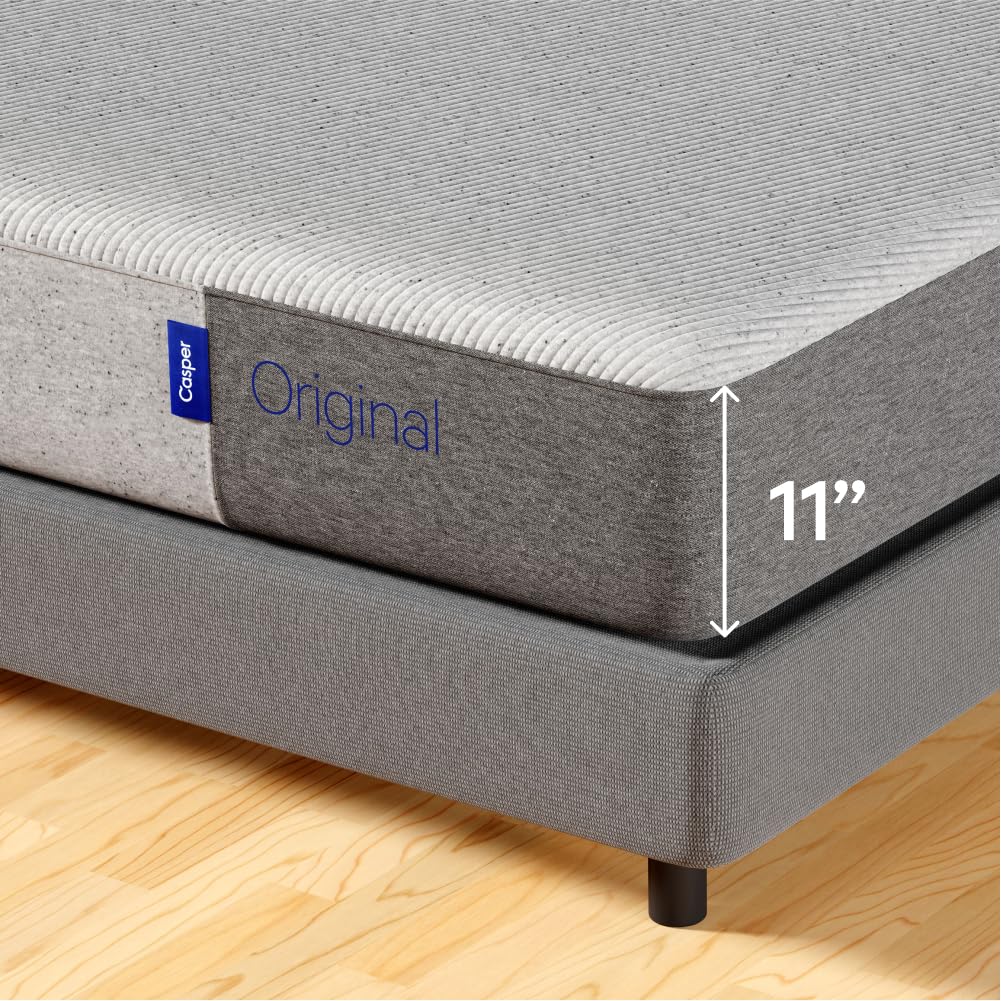 Casper Sleep Original Foam, King Size Mattress with Zoned SupportTM - Medium Firm Memory Foam Bed in a Box - 100-Night Trial - 10 Year Warranty - CertiPUR-US Mattress, Light Grey Casper