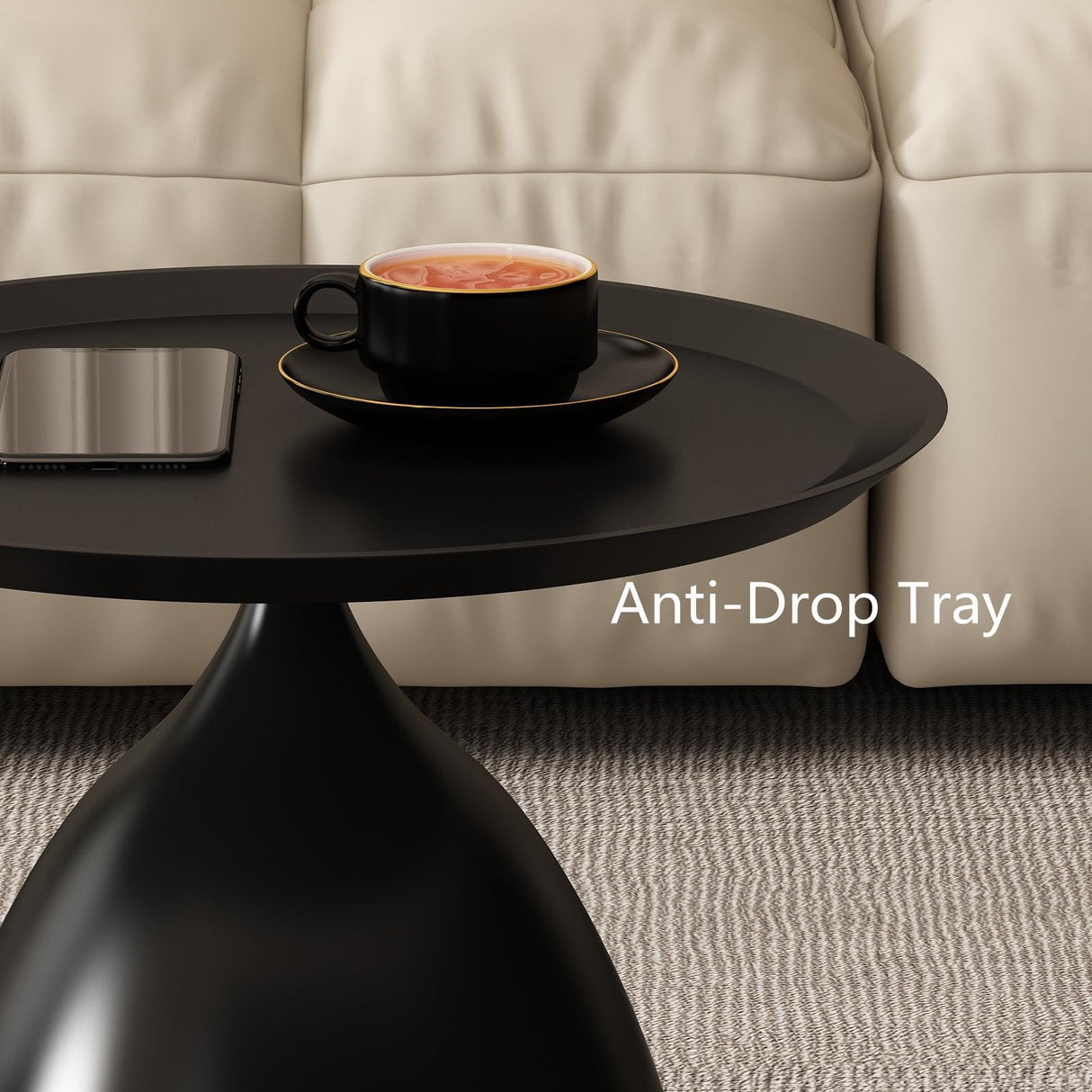 Nesting Tables, Black Side Tables, Modern End Tables for Living Room Nesting Coffee Table Set of 2,Console Table Pedestal Tables TDDFLO