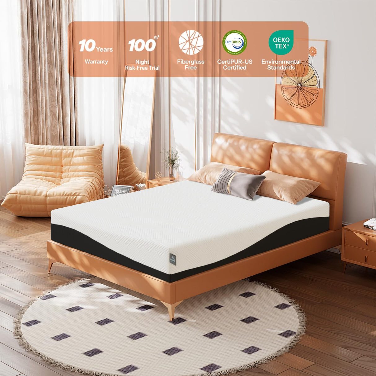 Twin Size Mattress 10 Inch, Cooling Gel Memory Foam Mattress for Back Pain, Motion Isolation, Pressure Relief, Fiberglass Free, CertiPUR-US Certified, Medium Firm Mattress in a Box Life Balance