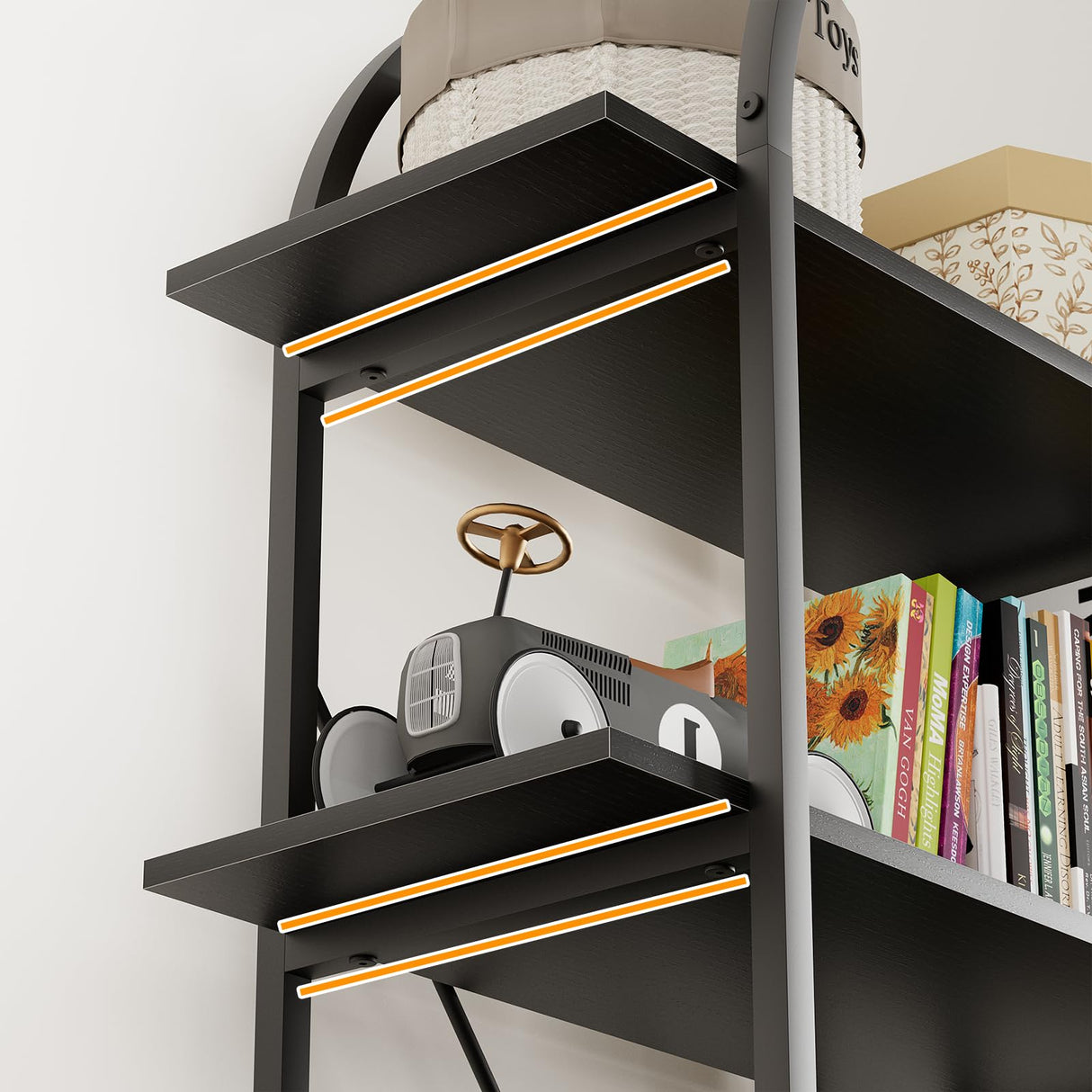 Arbuxzuy Arched Bookshelf 5 Tier Book Shelf, 31.5 Inch Width Industrial Arch Bookcase, Curved Tall Bookshelf with Open Shelves for Home Office, Living Room, Bedroom, Black Arbuxzuy