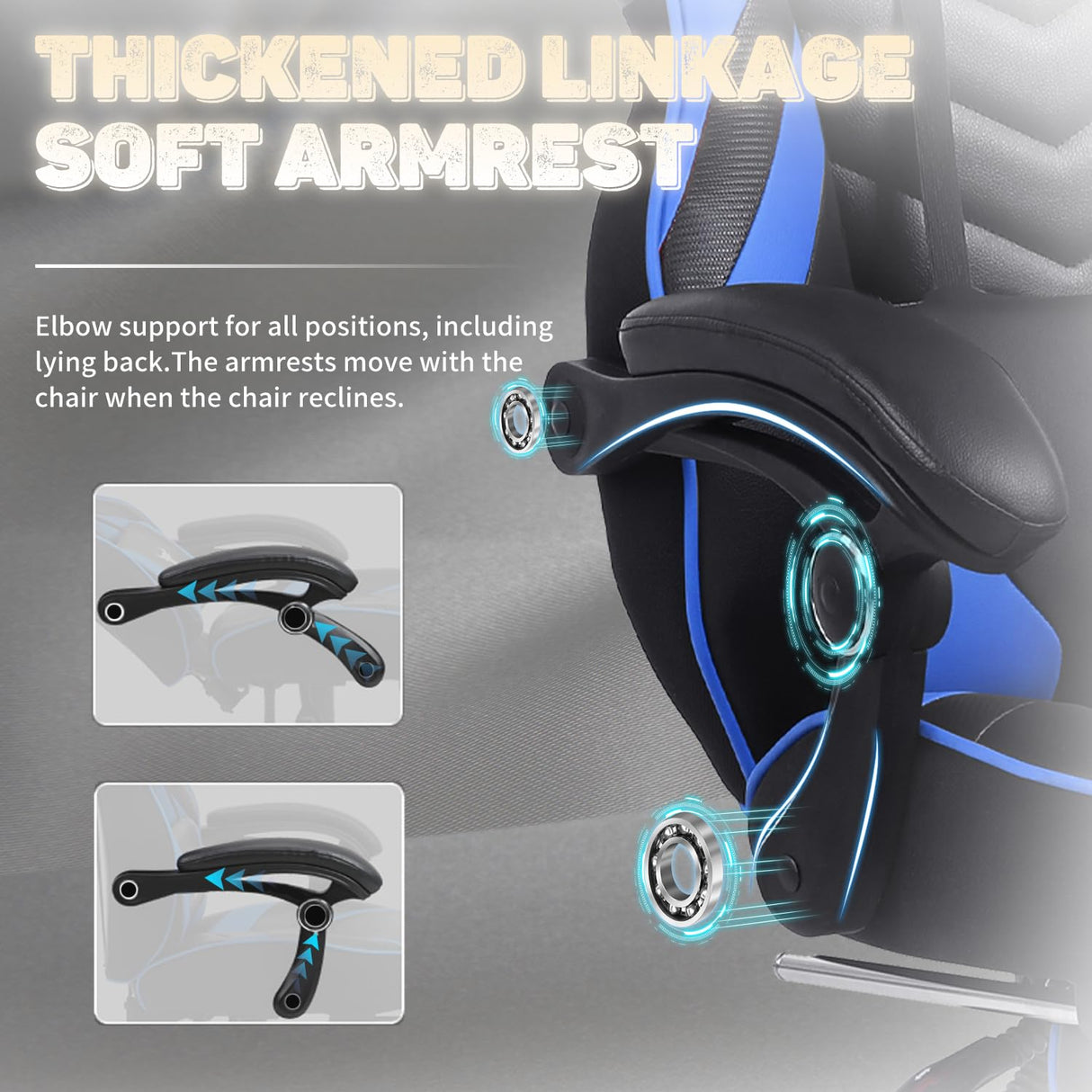 Vonesse Gaming Chair for Adults,Reclining Gamer Chair with High Back,Big and Tall Gaming Chairs with Footrest,Computer Chair with Massage(Black/Blue) Vonesse