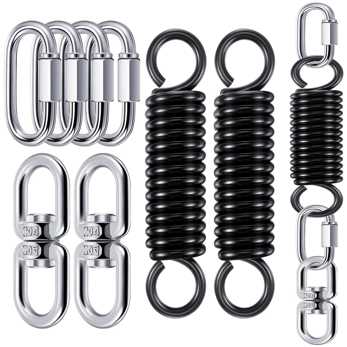 Zonon 8 Pcs Punching Bag Hanger Kit Heavy Bag Spring M8 Double Eye Swivel with Snap Hook Stainless Steel Heavy Bag Hanger for Boxing Bag, Gym Swing, Trapeze, Hammock up to 1000lbs Zonon