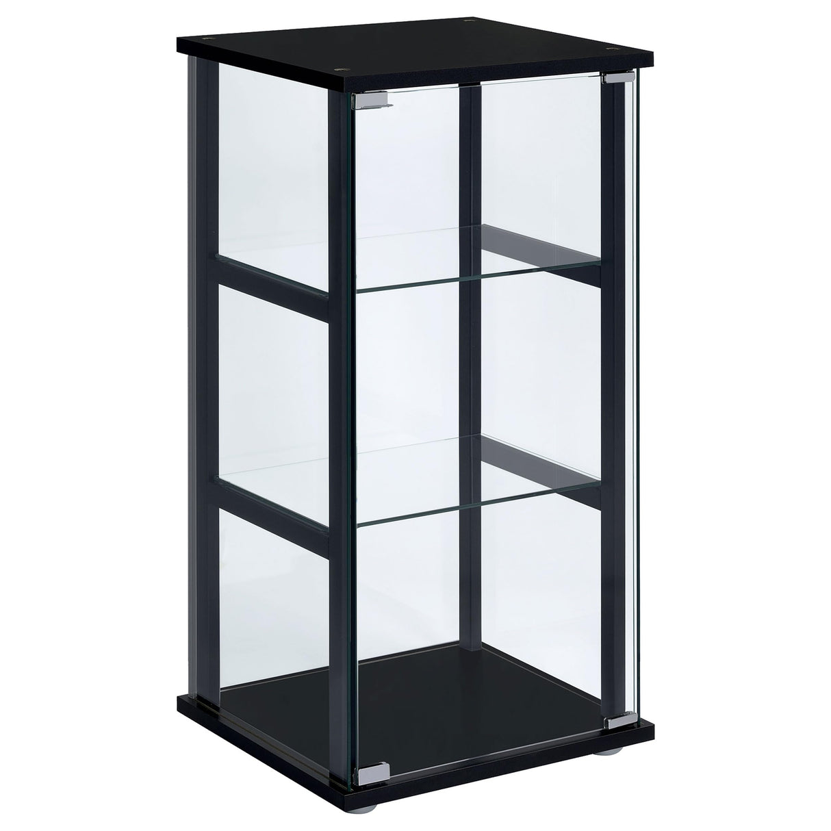 Coaster Home Furnishings Cyclamen 34-inch 3-Tier Clear Tempered Glass Curio Cabinet Display Case with Shelving Black 950179 Coaster Fine Furniture