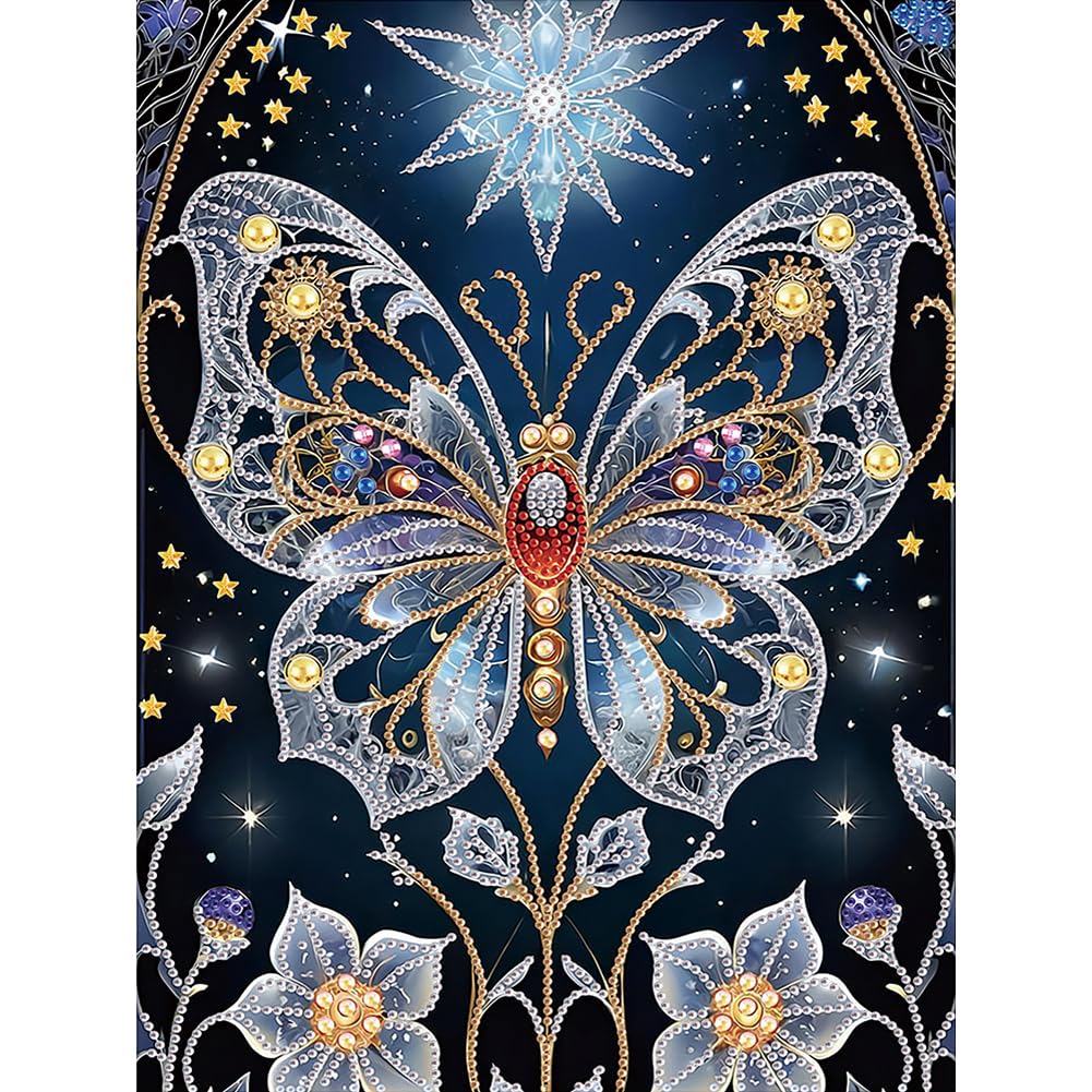 WSLWXSHM 5D Special Shape Diamond Art Kits for Beginners, Diamond Painting Kits for Adults Butterfly, Crystal Rhinestones Diamond Painting for Home Wall Decoration Gift 12×16inch/30×40cm WSLWXSHM