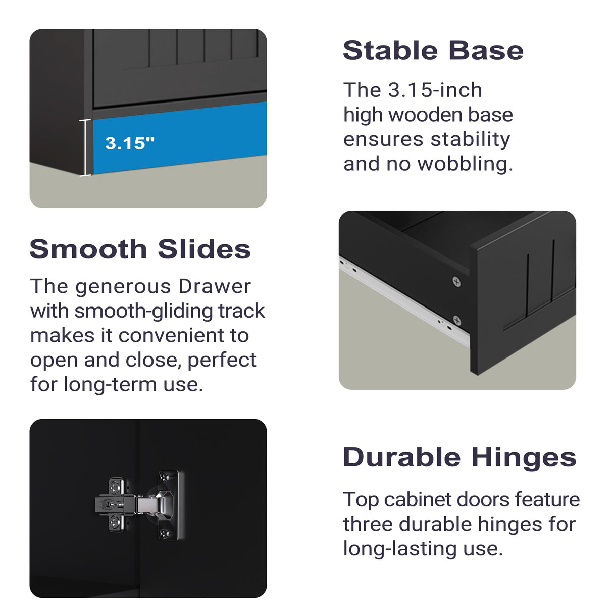 Furnify Kitchen Pantry Storage Cabinet, 71" H Farmhouse Pantry Cabinet with 4 Doors & Drawer, Freestanding Cupboard with Adjustable Shelves, Rustic Wood Cupboard for Kitchen, Dining Room, Black Furnify