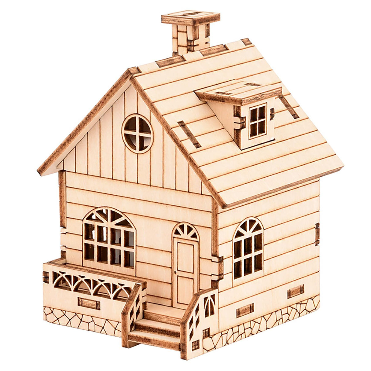 MPIUET 3D Wooden Wind-up Music Box Puzzles, Clockwork Musical Mechanism Movement Little House, 3D Jigsaw Teaser Puzzles, Log Cabin DIY Wood Model Kits for Adults MPIUET