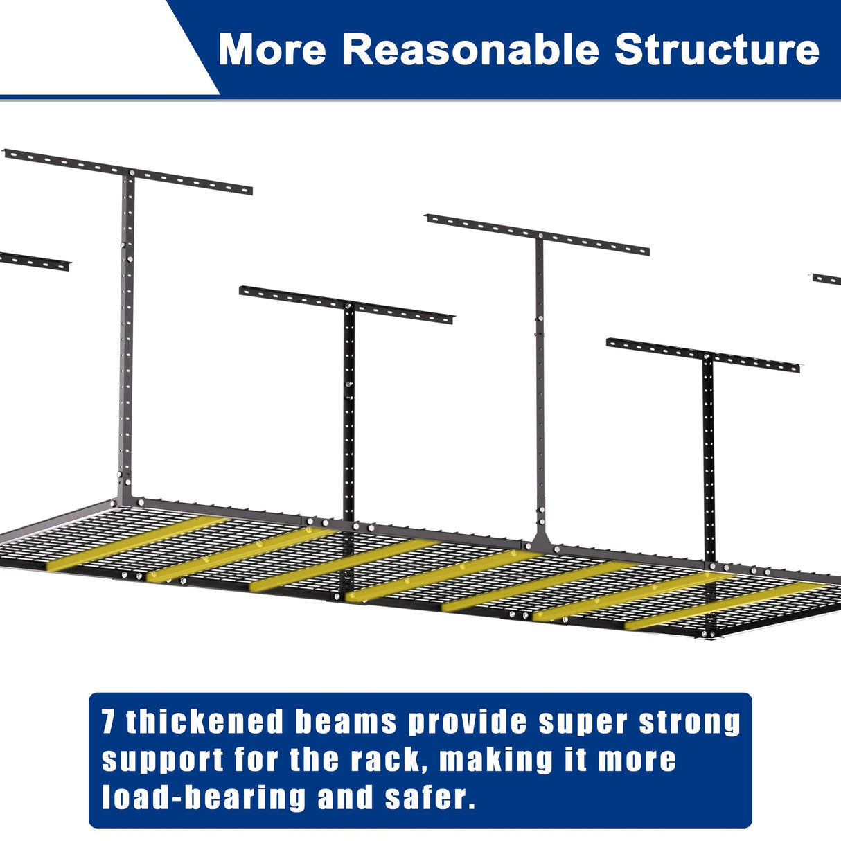GIOTORENT 3x8FT Overhead Garage Storage Rack, Heavy Duty Metal Garage Ceiling Storage Racks, Adjustable Garage Shelving/Garage Organization/Garage Storage Shelves, 600lbs Weight Capacity, Black GIOTORENT