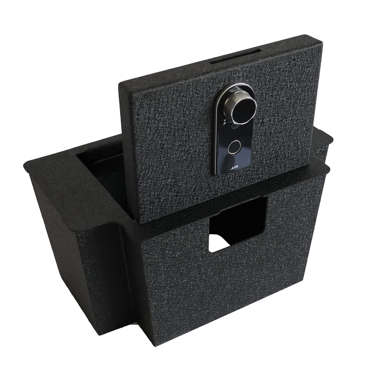 Center Console Safe Gun Safe, WASAI Premium In-vehicle Console Gun Vault Lock box Compatible with 2023-2025 Chevy Silverado 1500/GMC Sierra 1500, Fingerprint Lock with Backup Key. WASAI