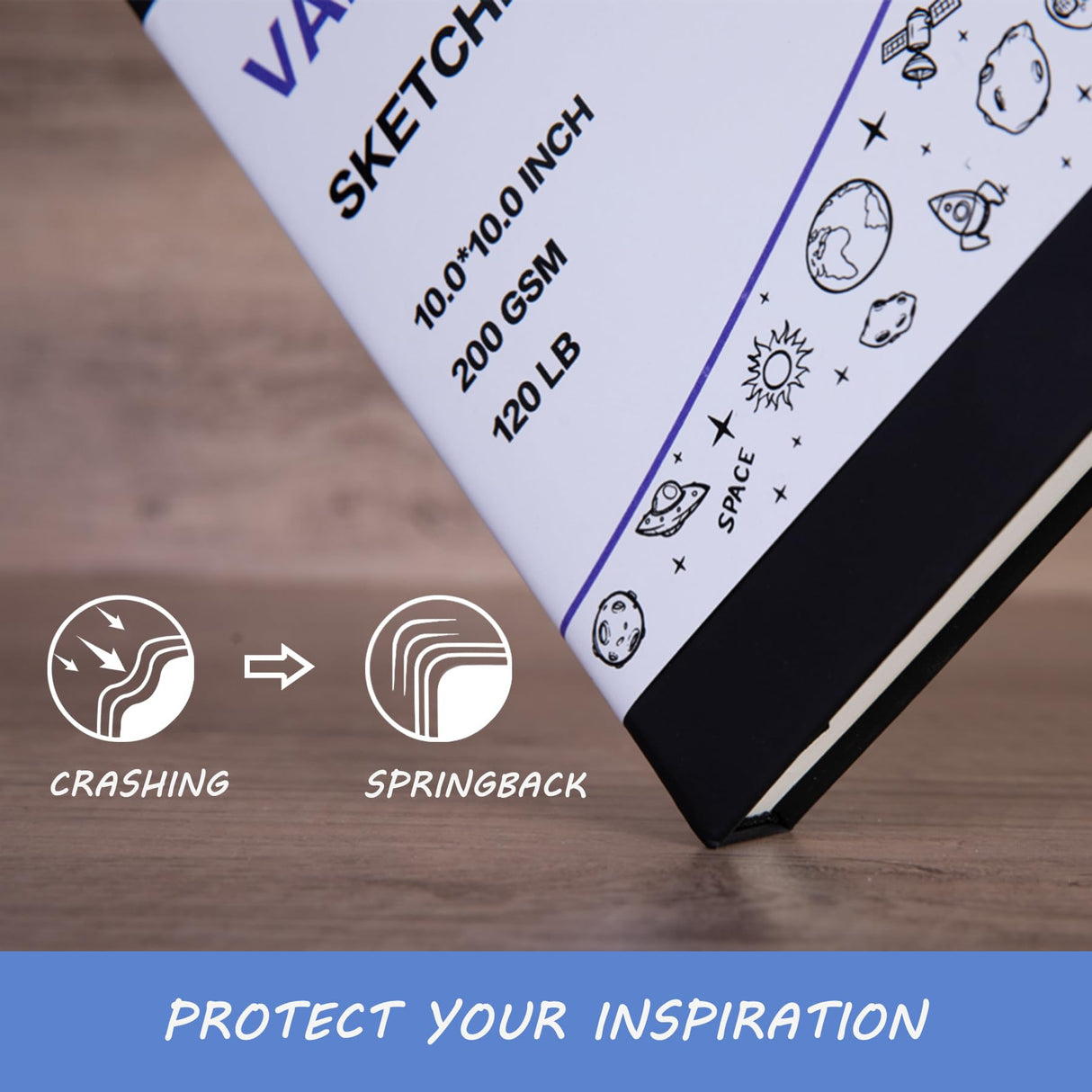 Hardcover Square Sketch Book, 120lb/200GSM Sketchbook Thick Drawing Paper for Marker Watercolor Pencil Mixed Media, Premium Drawing Notebook, Art Journal, 60 Sheets/120 Pages 8x8 Inch Sketch Pad VANRTTO