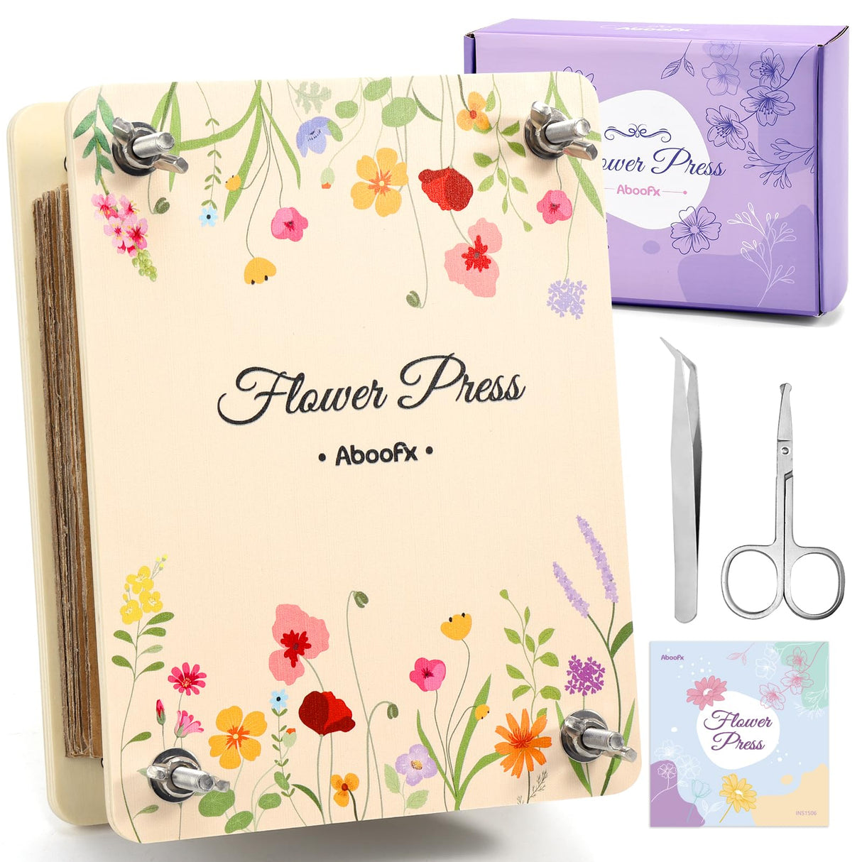 Aboofx Flower Press Kit, Craft Kits 8.6"x6.5" 8 Layers Wooden Flowers Pressing Kit for Crafts Pressed Flowers and Plant for DIY Art, Preservation for Bookmark Frame Wedding Flower Drying Aboofx
