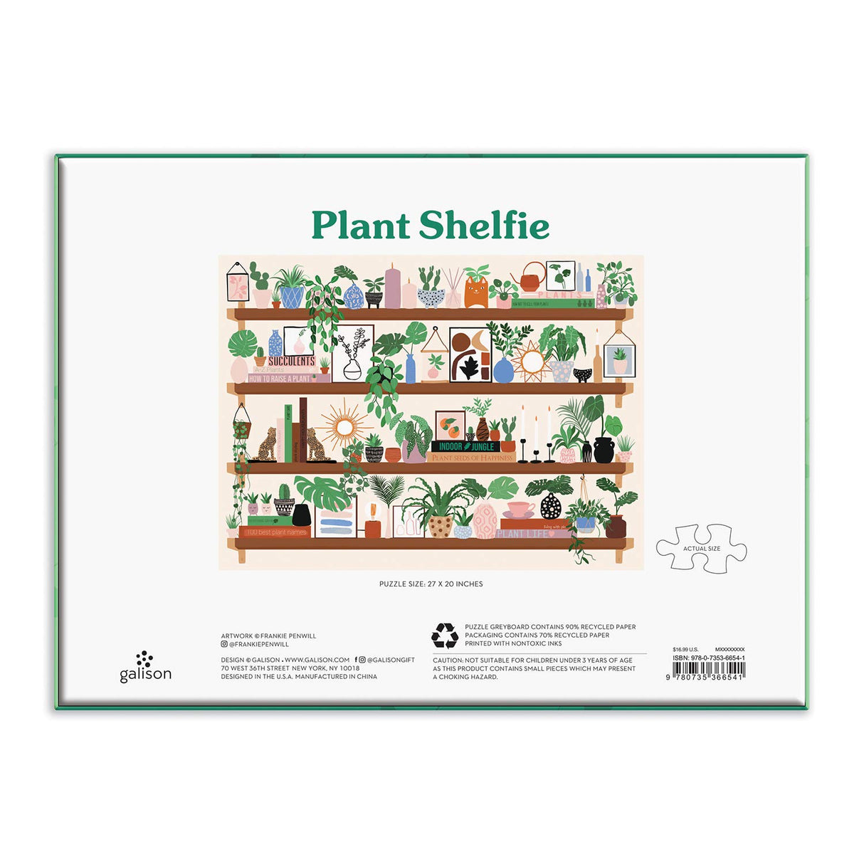 Galison Plant Shelfie 1000 Piece Puzzle from Galison - Featuring Beautiful Illustrations of Houseplants, Books and Knickknacks, 27" x 20", Fun & Challenging, for The Botanical Lover in Your Life Galison