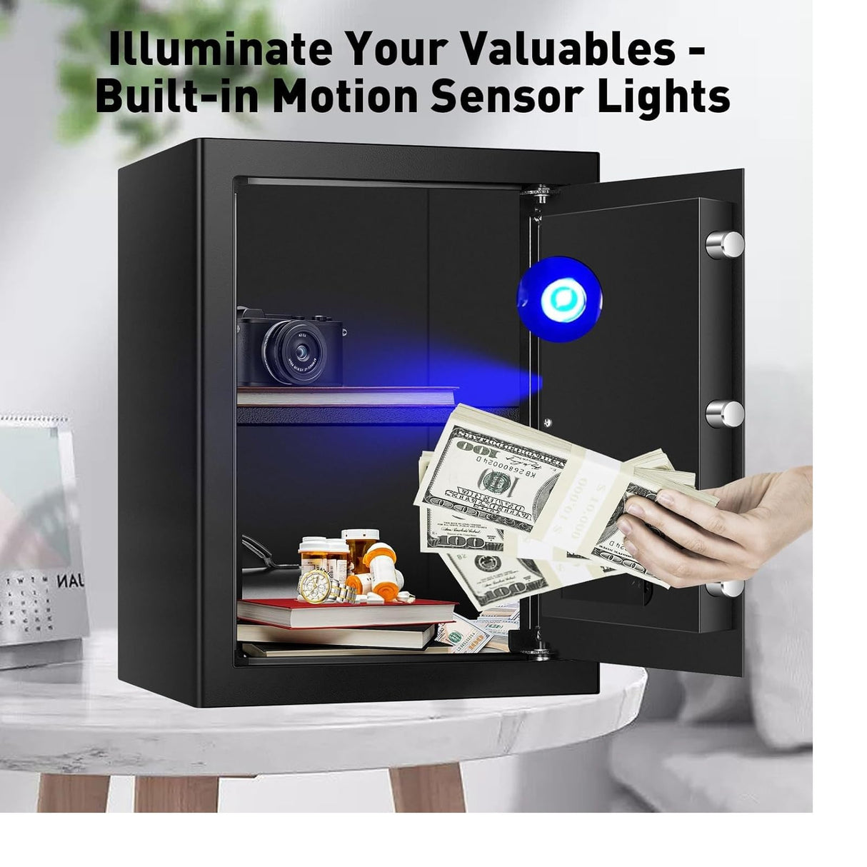 3.0 Cubic Feet Large Safes for Home Use Fire and Water proof, Digital Security Safe with Key and Combination, Home Safes Water and Fireproof for Firearm Medicine Money Valuables Homirxan