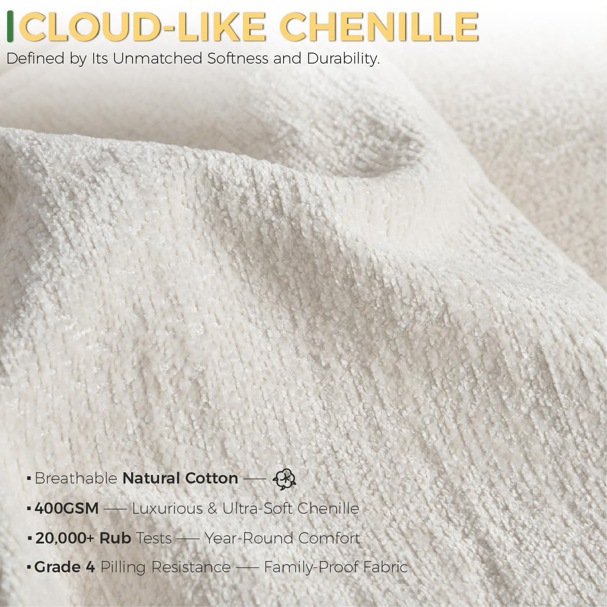 SITJOY L Shape Sectional Sofa, 4 Seat Velvet Sofa with Ottoman, Boneless Cloud Sectional Couch for Living Room, No Need Assembly Modular Sectional Sofa, 110 inch Width, White SITJOY