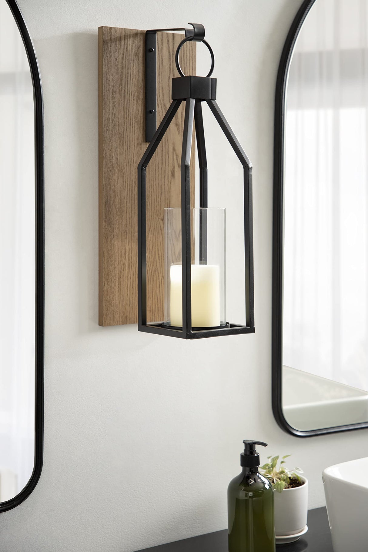 Kate and Laurel Oakly Wood and Metal Wall Sconce, Rustic Brown Wood Wall Candle Holder Farmhouse Decor Kate and Laurel